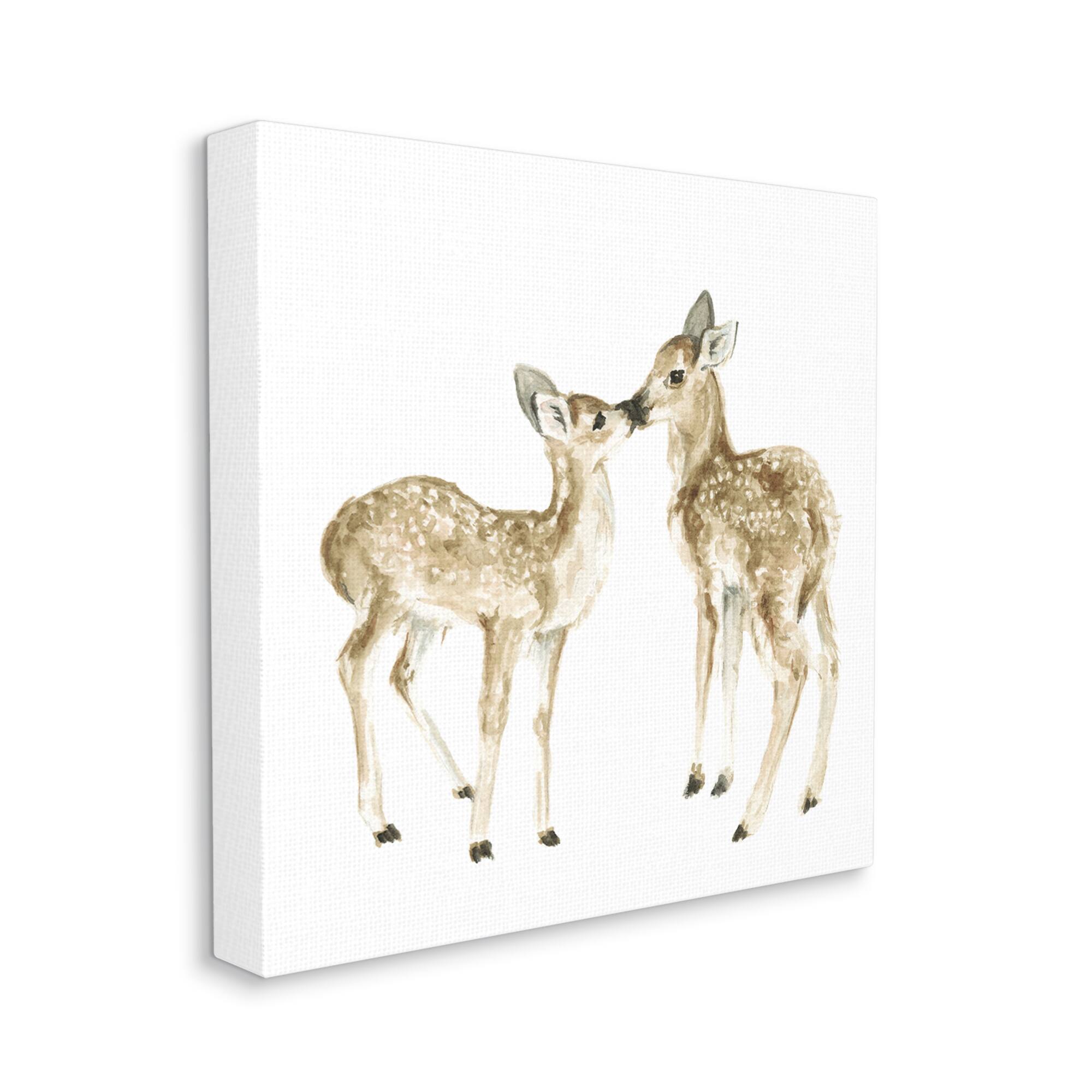 Stupell Industries Baby Deer Fawn Watercolor Painting Kids&#x27; Nursery Animal Canvas Wall Art