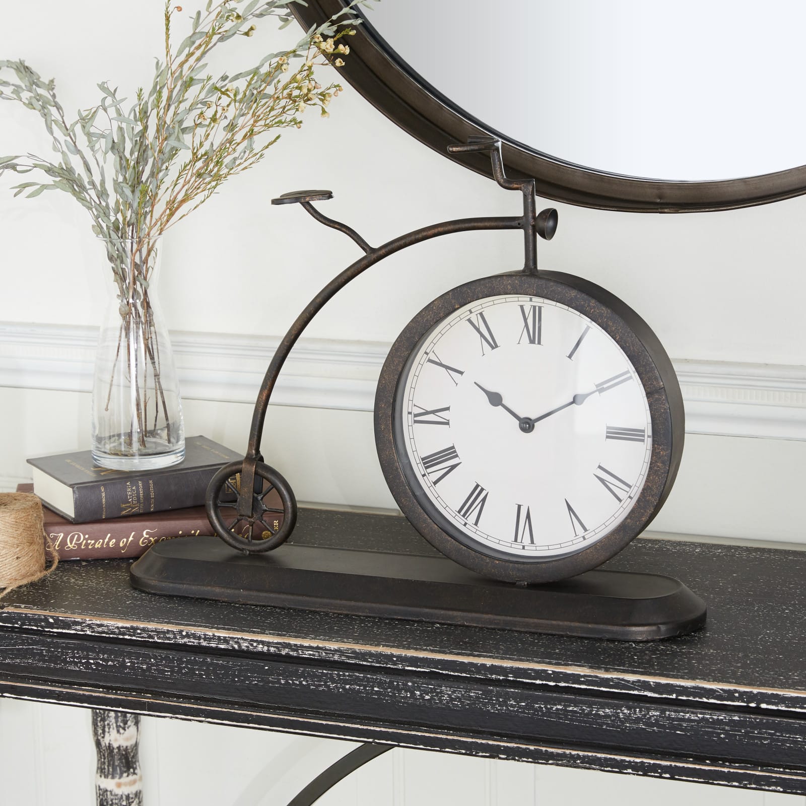 19&#x22; Black Metal Vintage Bicycle Clock