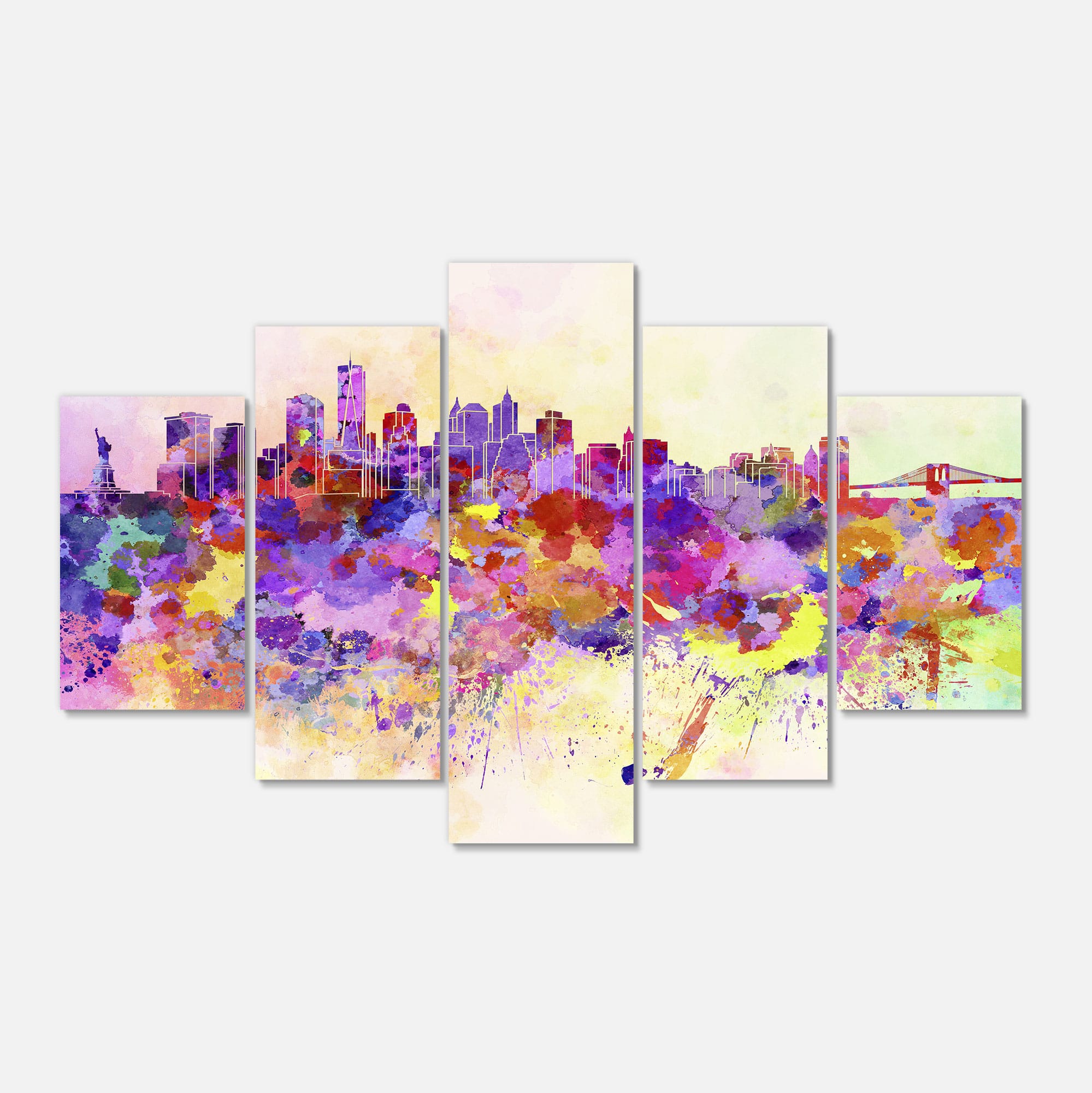 Designart - Purple New York Skyline - Large Cityscape Canvas Art Print