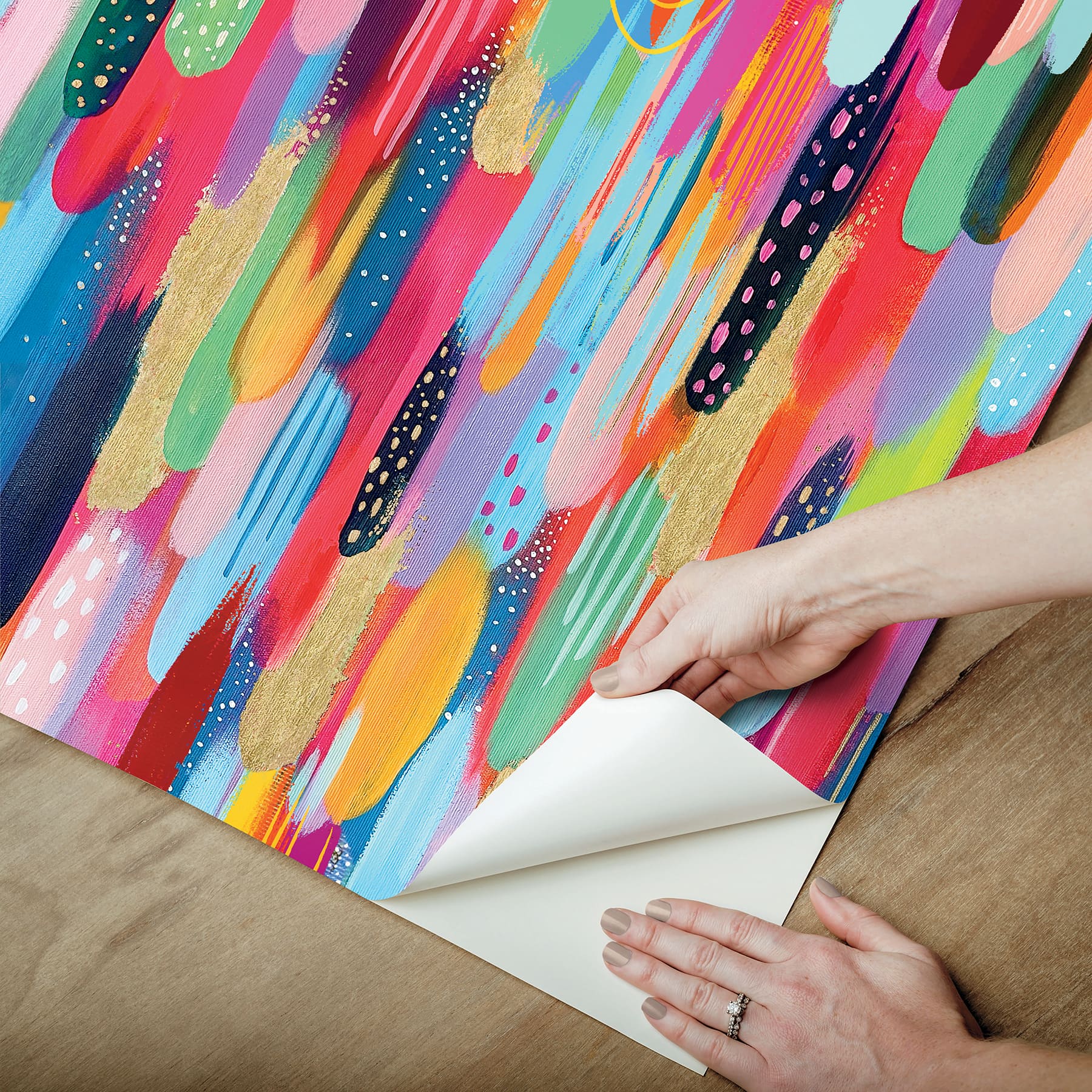 RoomMates Red Multi Brushstroke Peel &#x26; Stick Wallpaper