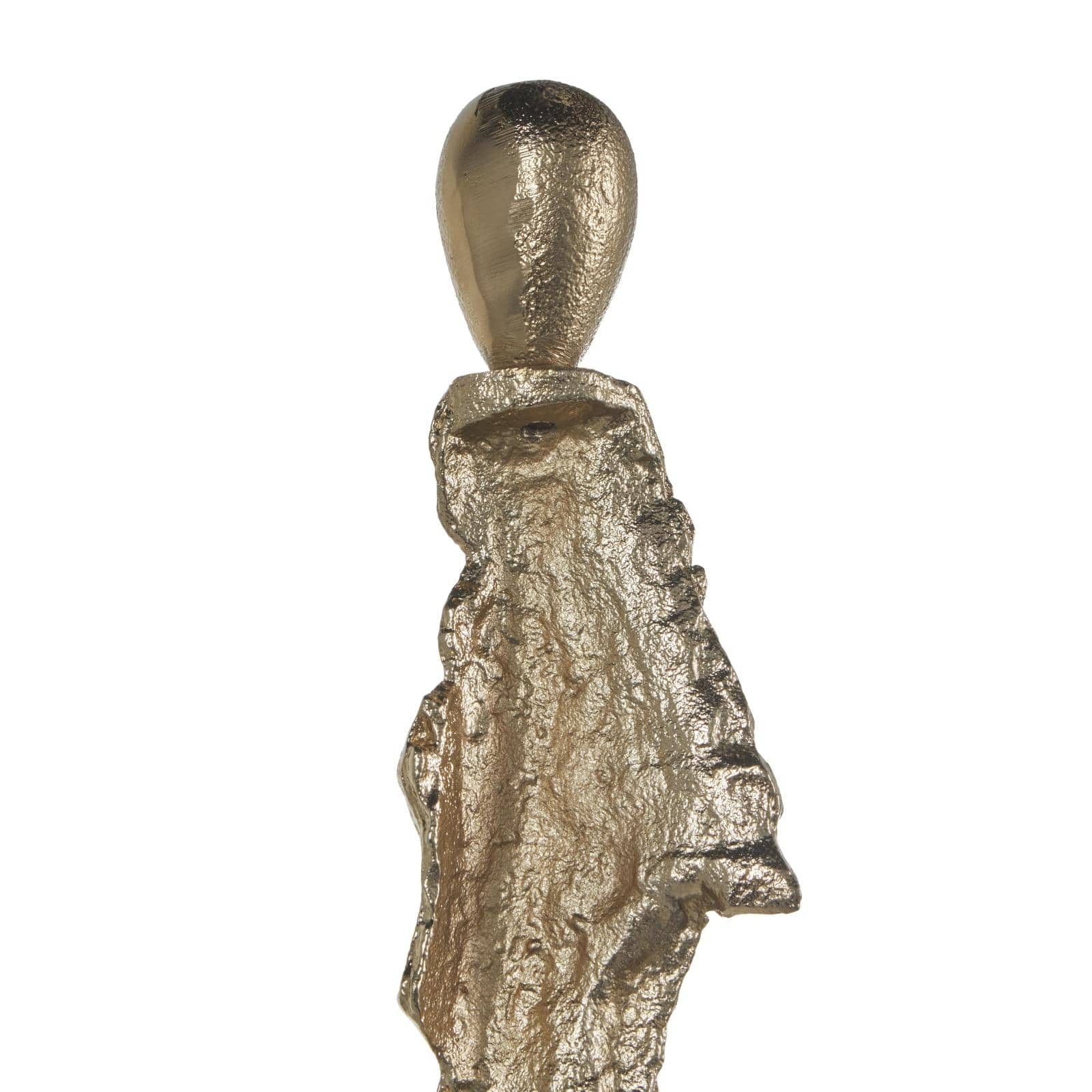 Gold Aluminum Metal Figurine Sculpture with Marble Base, 2ct.