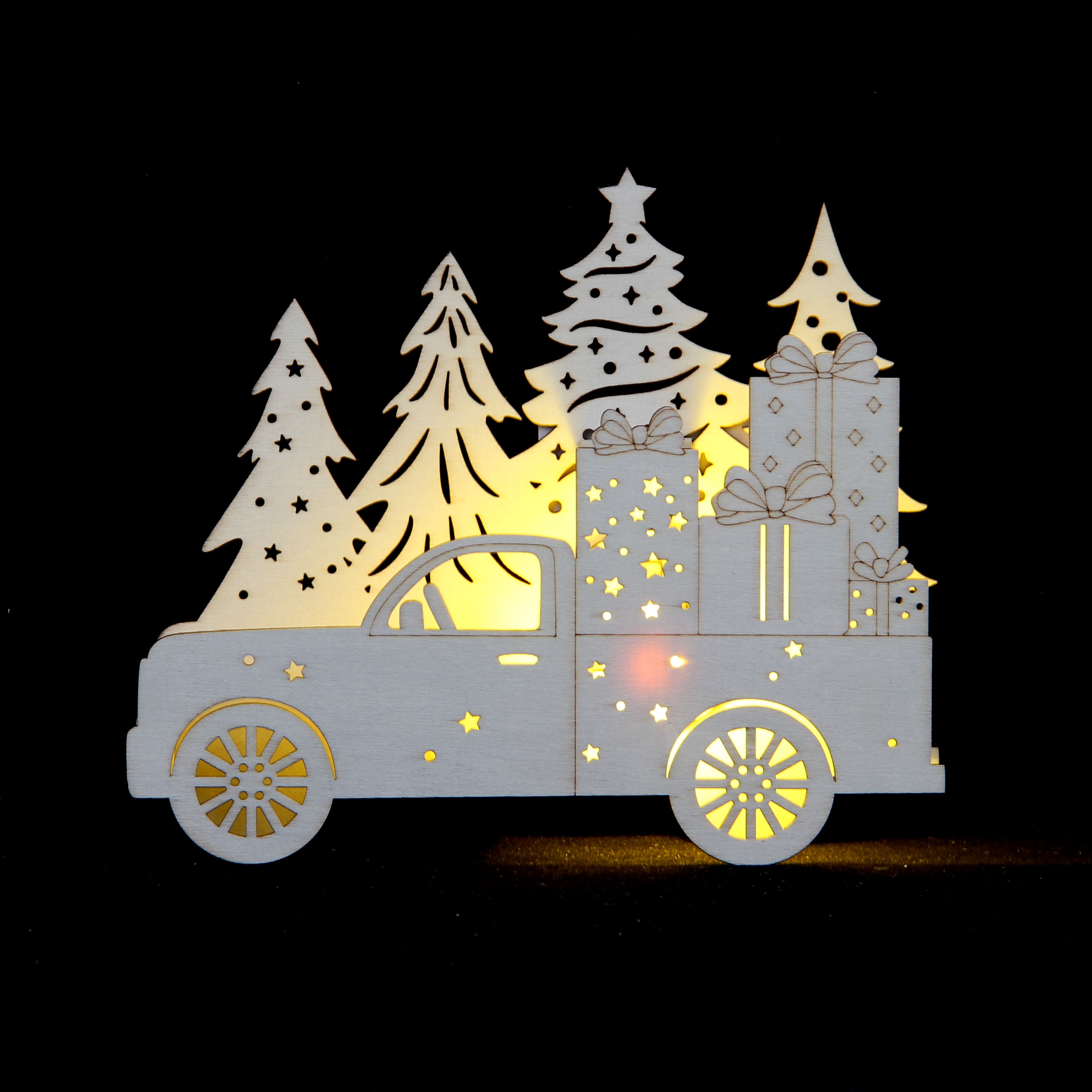 7&#x22; Truck with Presents LED DIY Wood D&#xE9;cor by Make Market&#xAE;