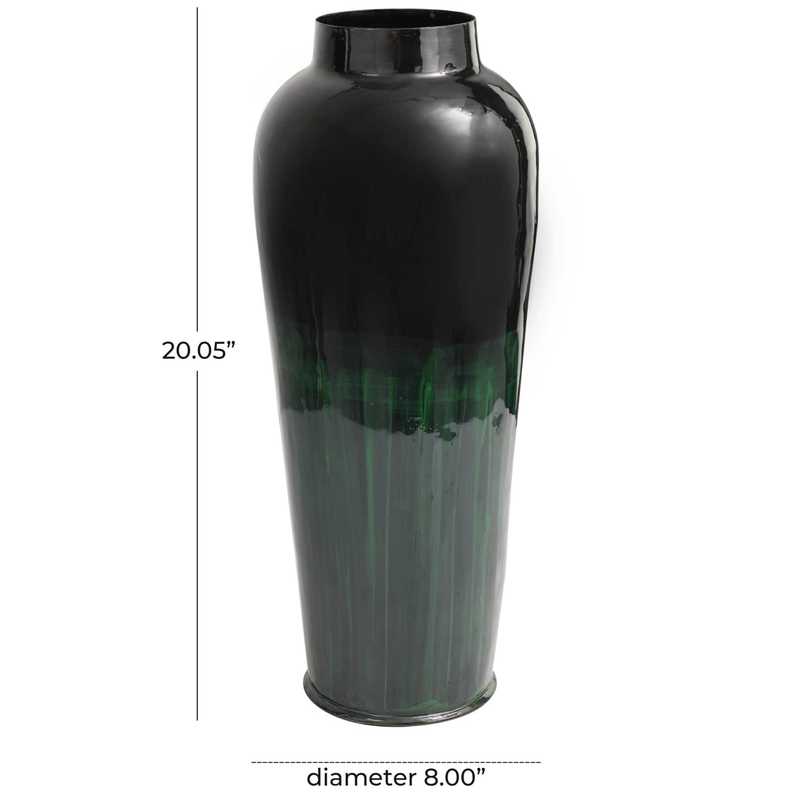 Green Metal Colorblock Vase with Paint Streak Design