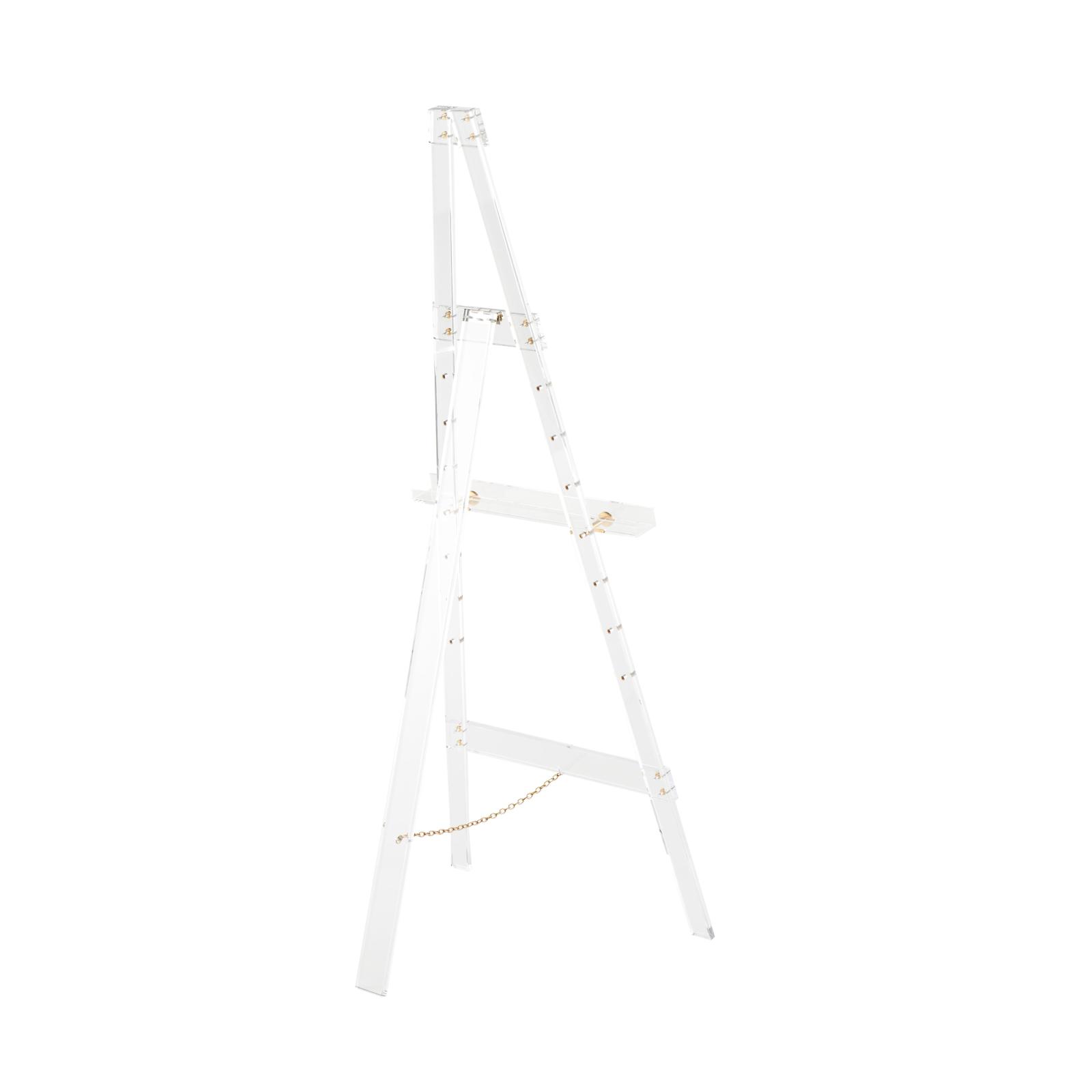 56" Clear Acrylic Plastic Adjustable 7-Tier Display Easel with Gold Metal Hardware & Chain Support