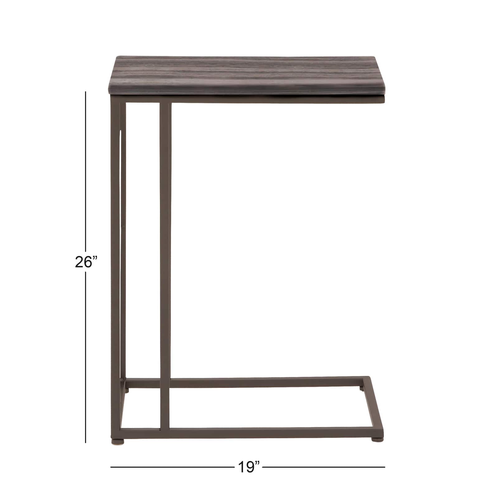 2ft. Gray Iron and Wood Contemporary Accent Table
