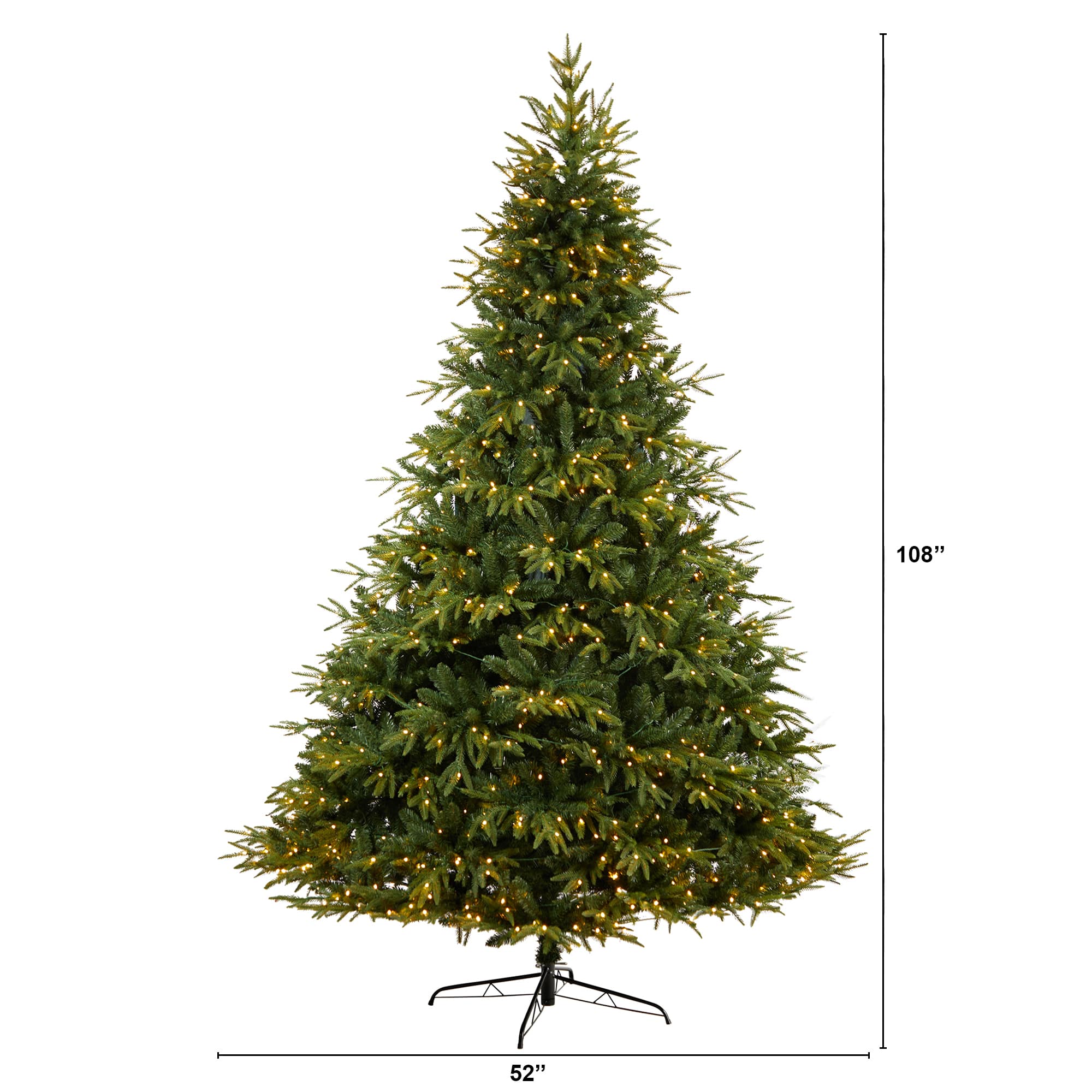 9ft. Pre-Lit Colorado Mountain Fir Natural Look Artificial Christmas Tree, White LED Lights