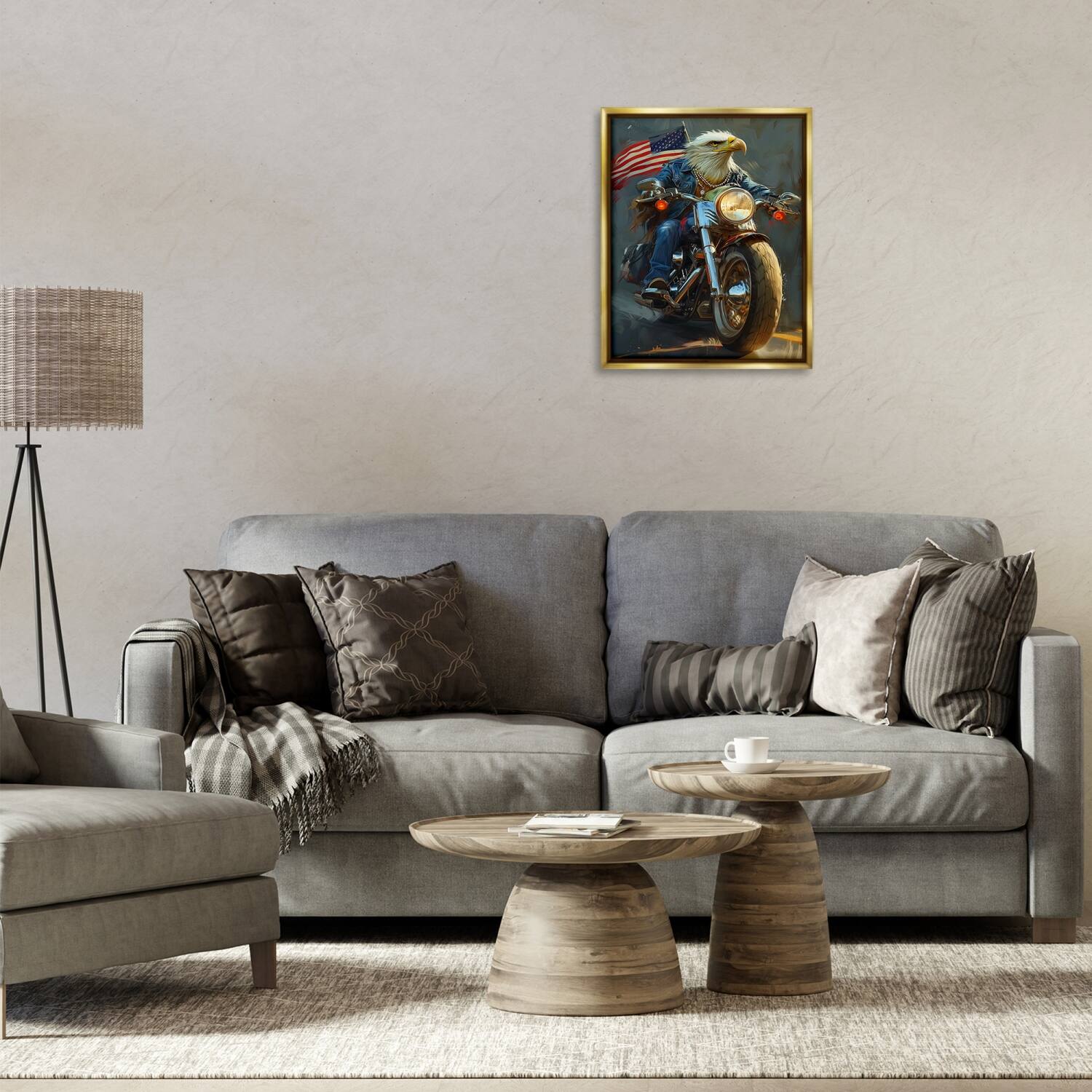 Stupell Industries Patriotic Eagle Motorcycle Floater Framed Art