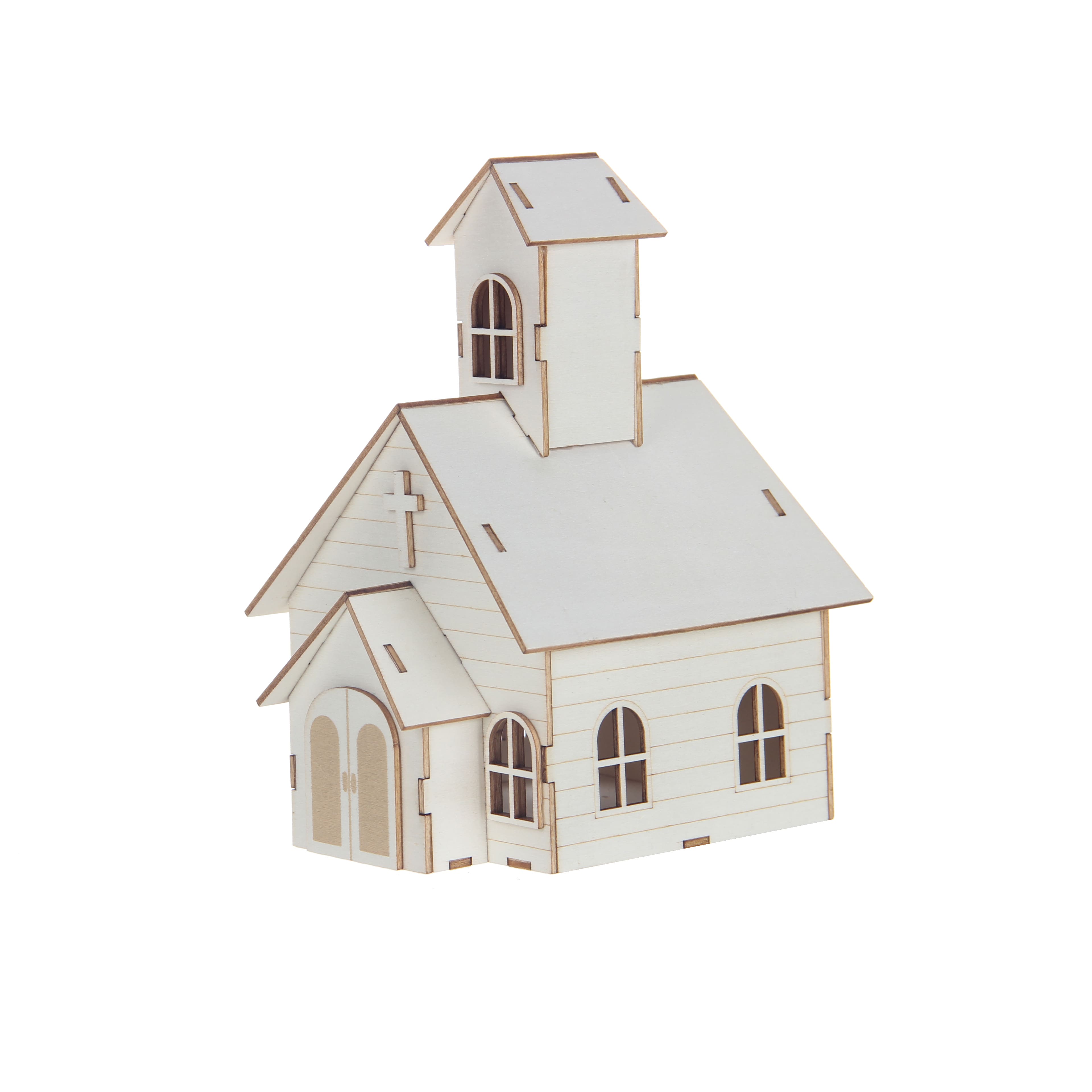 7.75&#x22; DIY LED Wood Village Church by Make Market&#xAE;