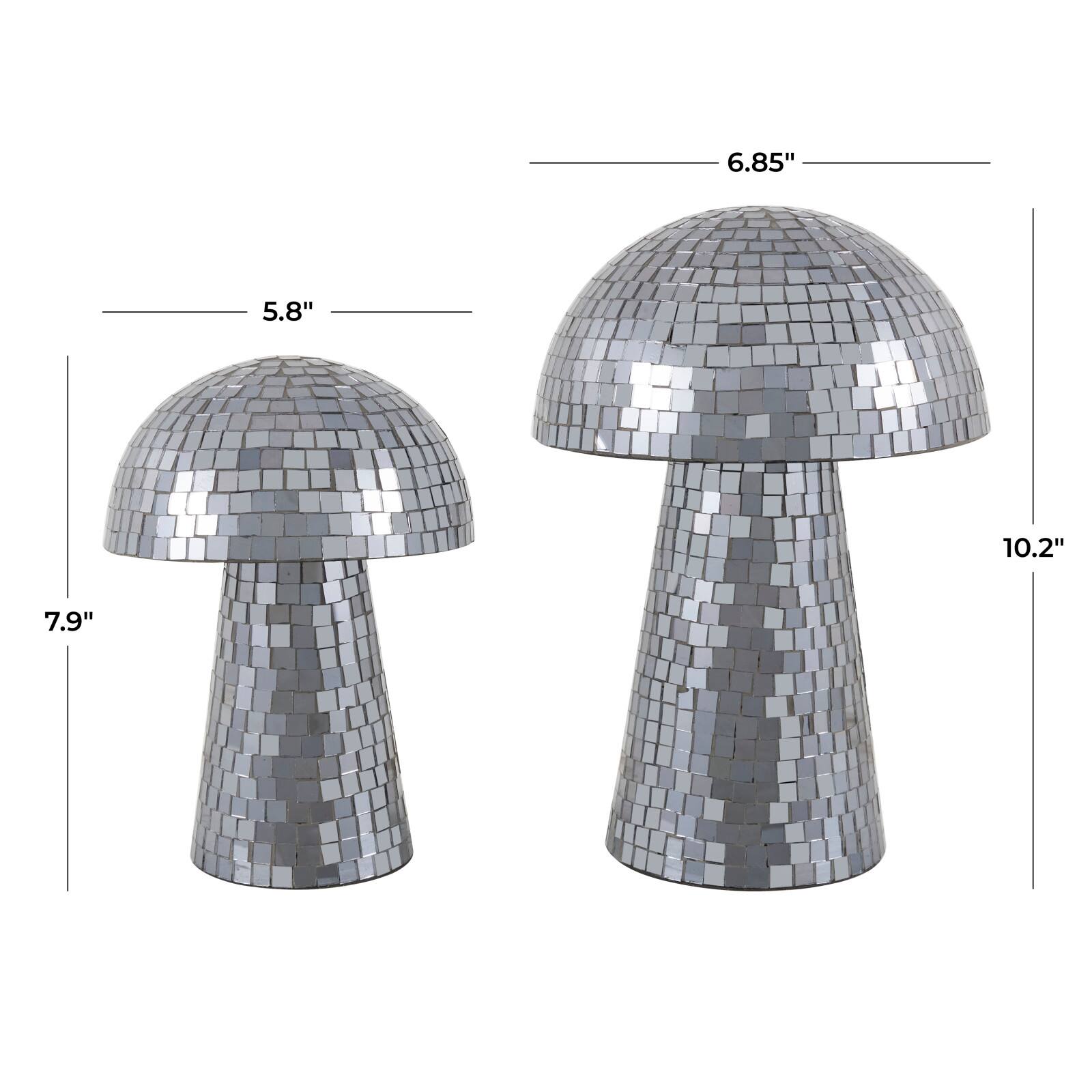 Silver Glass Mushroom Sculpture Set