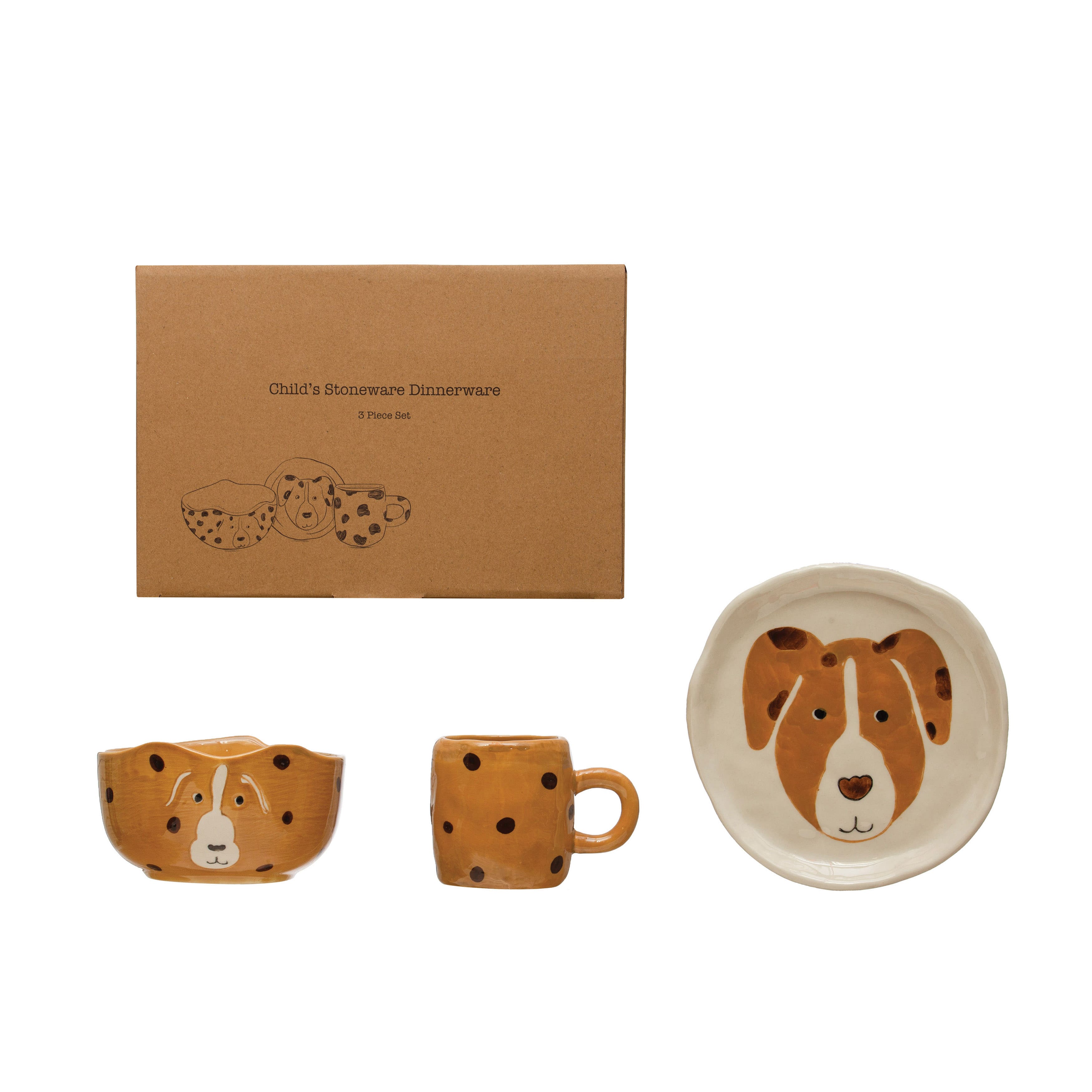 Painted Dogs Child&#x27;s Stoneware Dinnerware Set