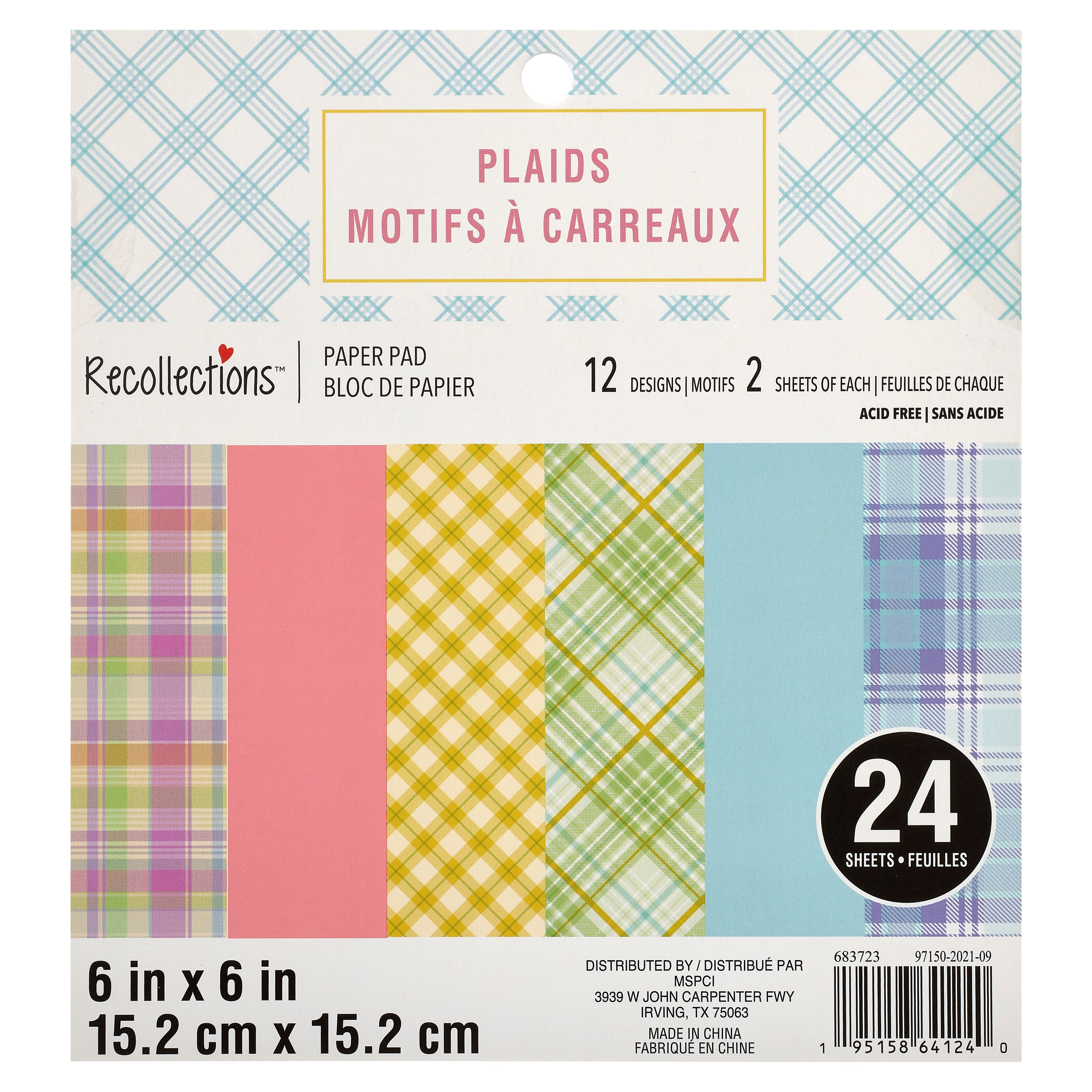 12 Pack: Plaids Paper Pad by Recollections™, 6" x 6"