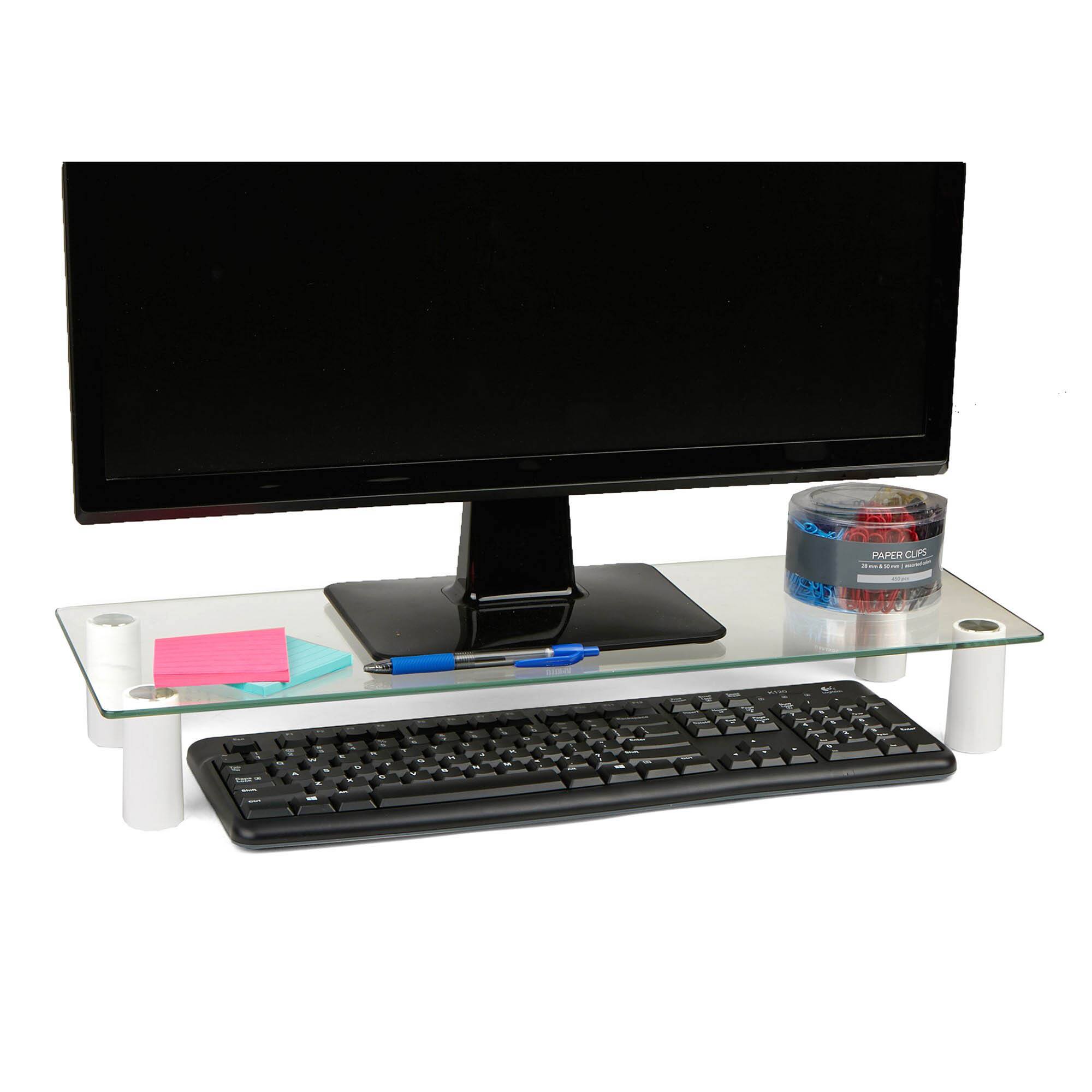 Mind Reader Clear Glass Monitor Stand Riser