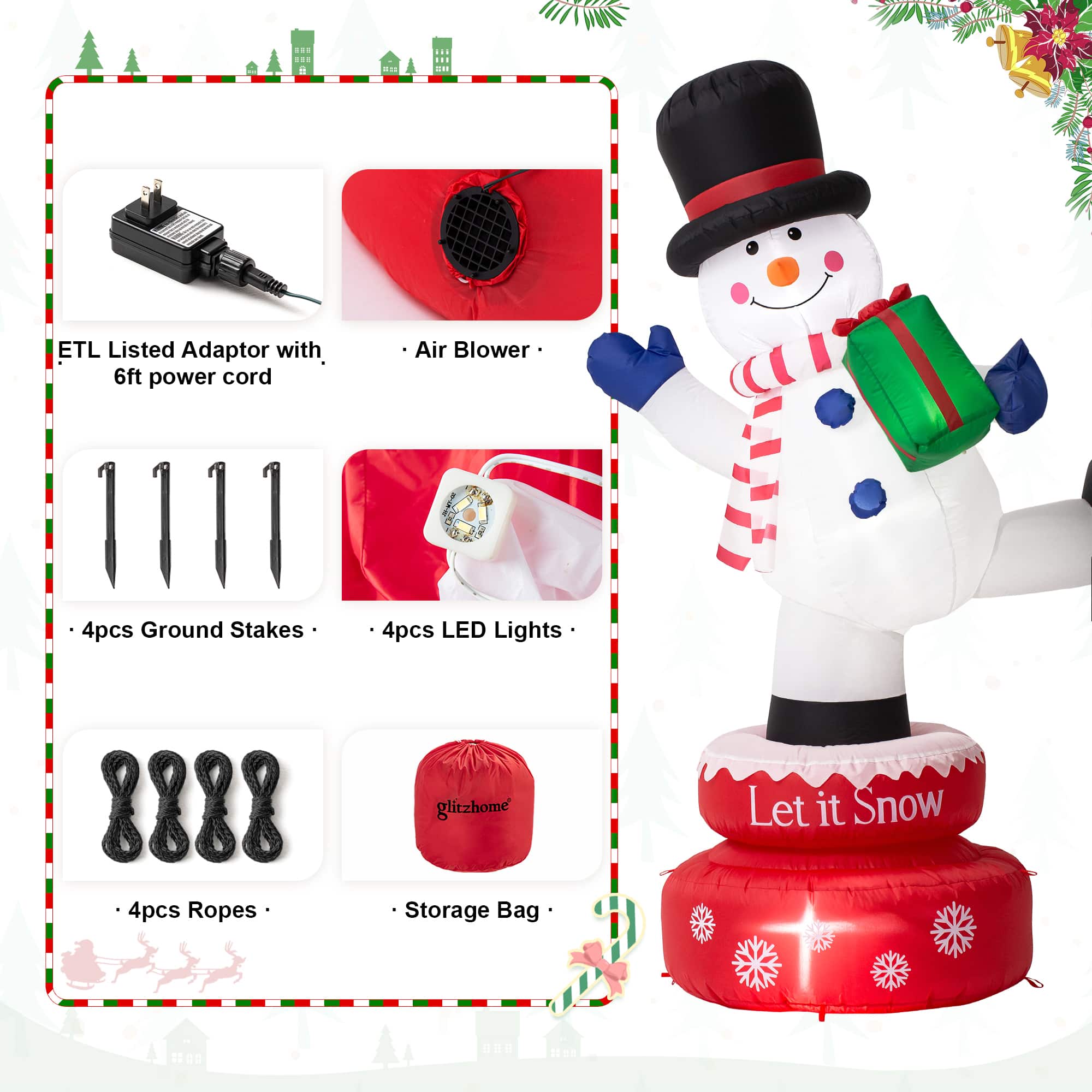 Glitzhome&#xAE; 6ft. Lighted Inflatable Rotating Snowman D&#xE9;cor
