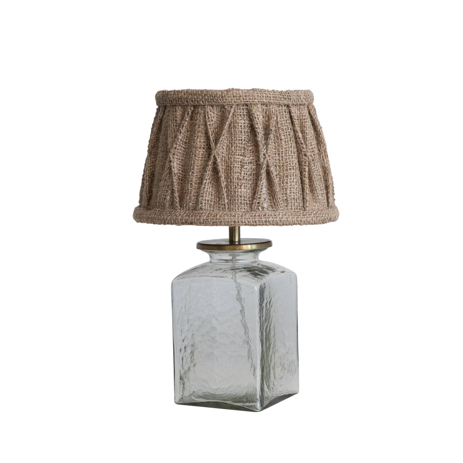 12.5&#x22; Clear &#x26; Natural Farmhouse Glass Table Lamp