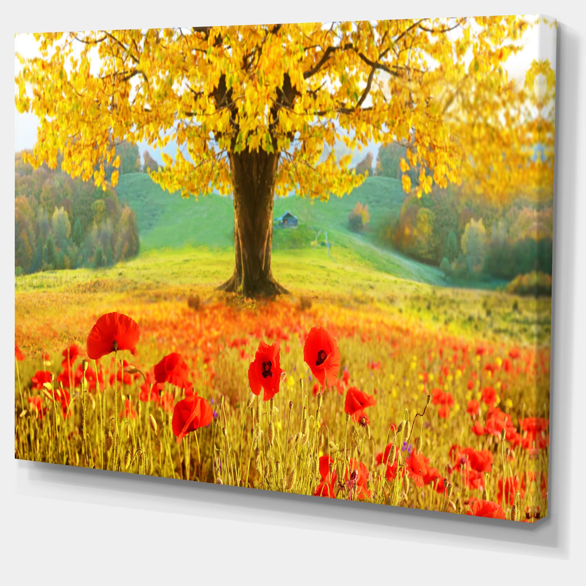 Designart - Beautiful Autumn Yellow Tree - Floral Canvas Art Print