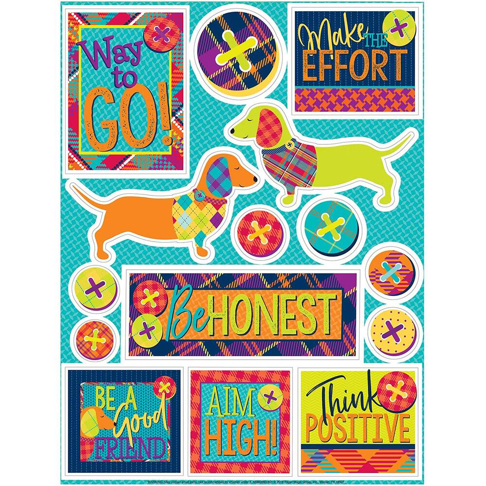 Eureka® Plaid Dog Motivational Classroom Window Clings Classroom