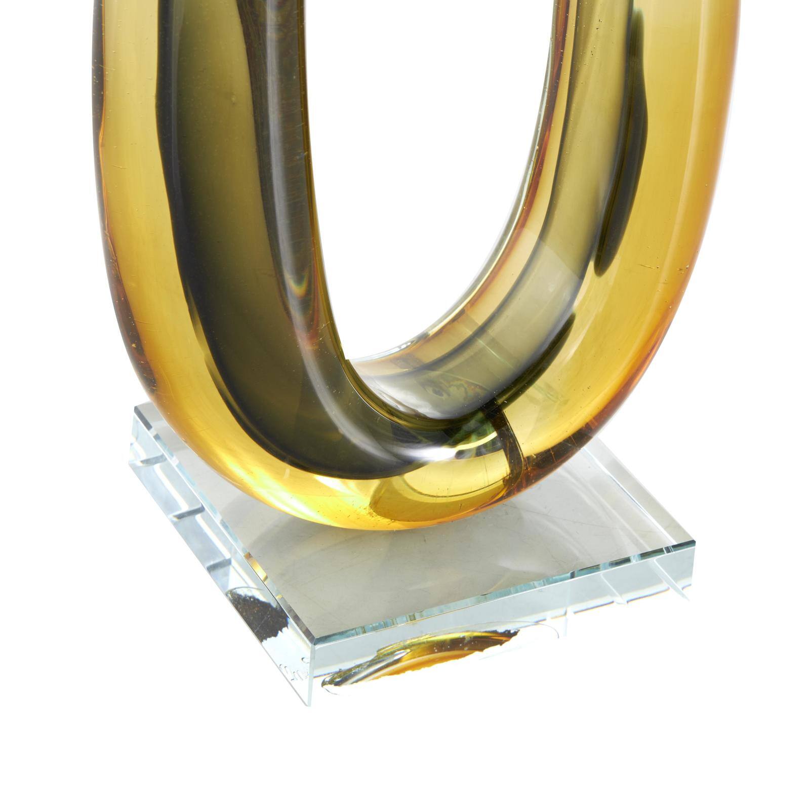 15" Orange Ombre Abstract Curved Glass Sculpture