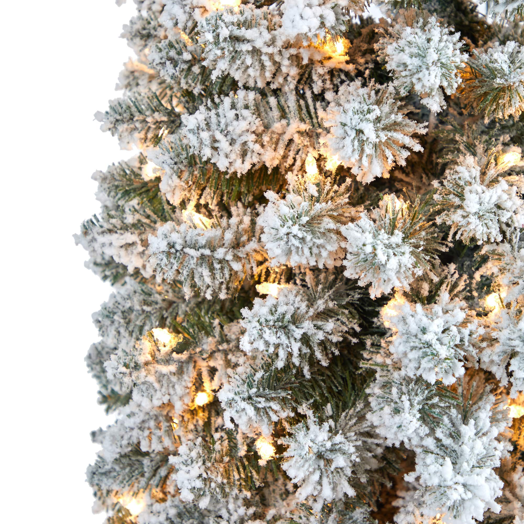 8ft. Pre-Lit Flocked Pencil Artificial Christmas Tree with Clear LED ...