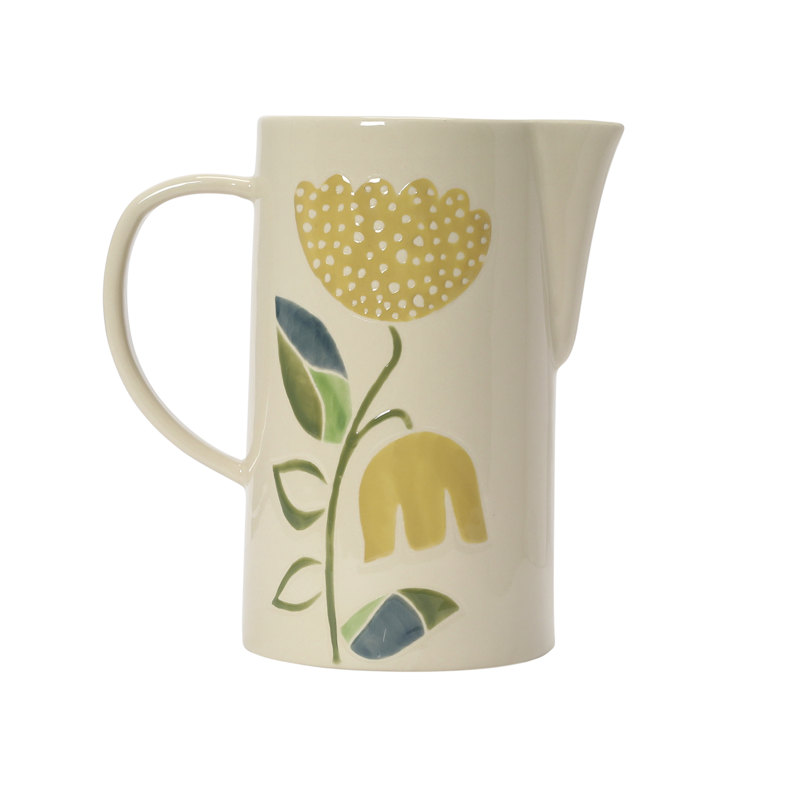 Hello Honey® 48oz. Oval Hand Painted Wax Relief Flowers Stoneware Pitcher