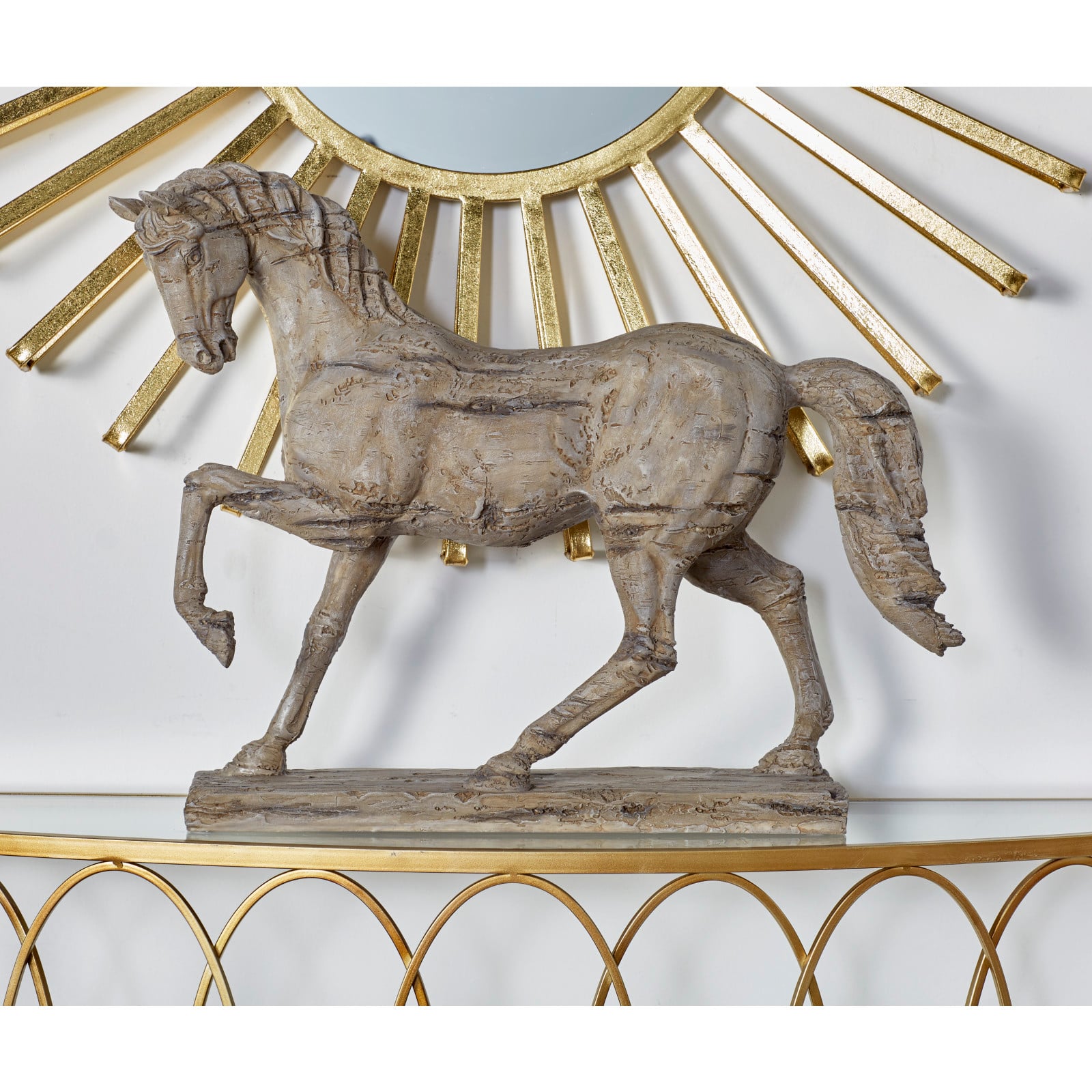 21&#x22; Beige Vintage Horse Sculpture