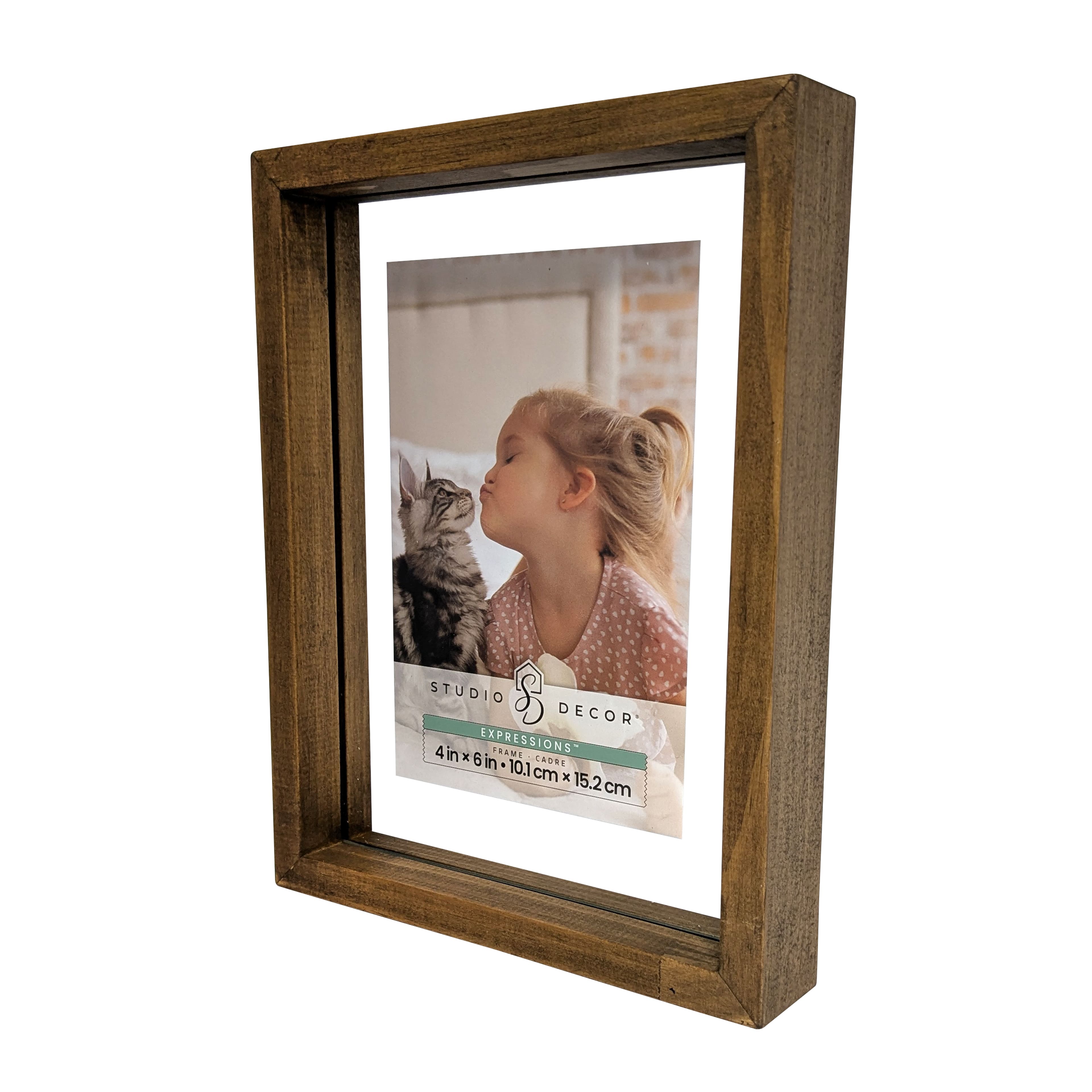 Expressions&#x2122; Brown Linear Wood Float Frame by Studio D&#xE9;cor&#xAE;