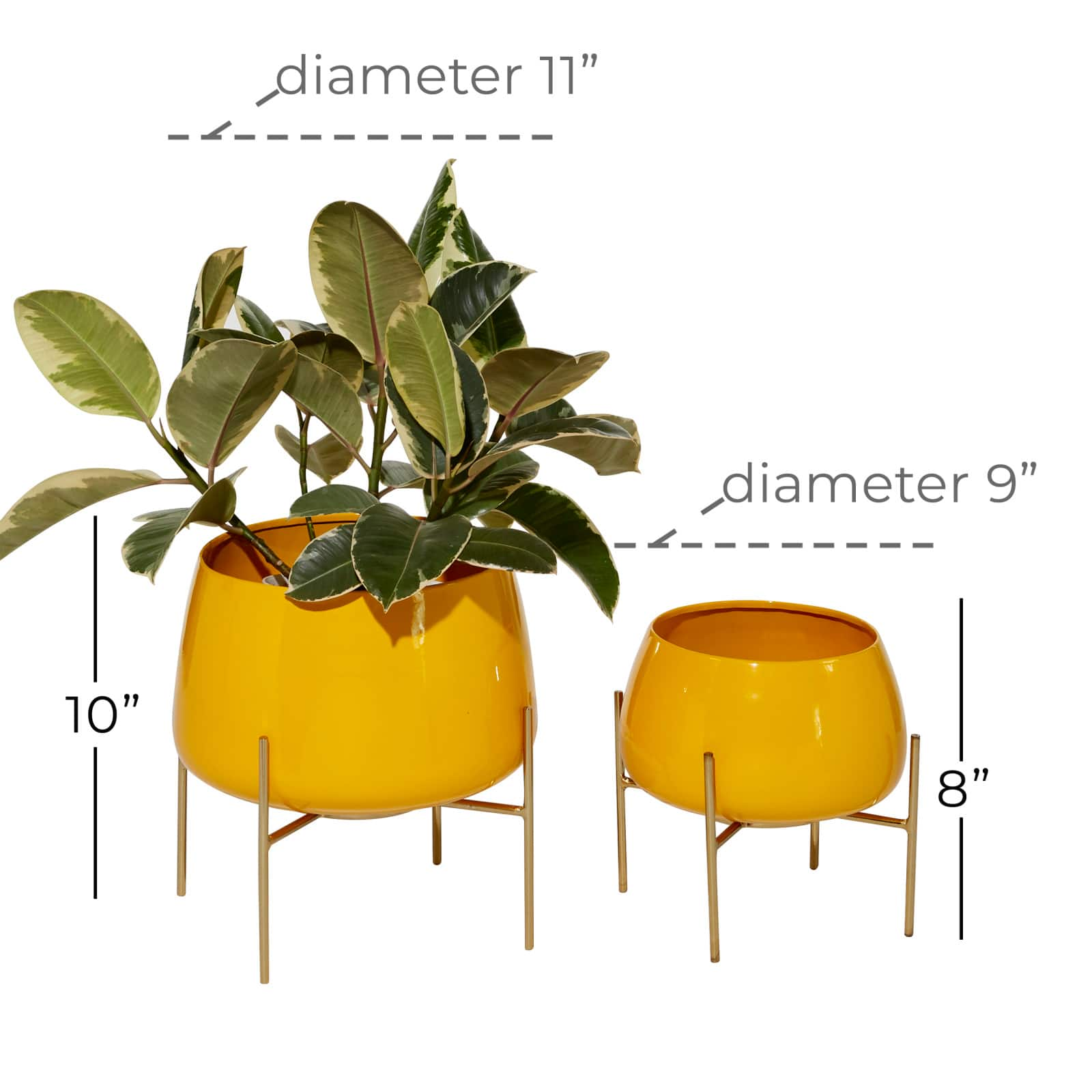 Metal Round Contemporary Planter Set