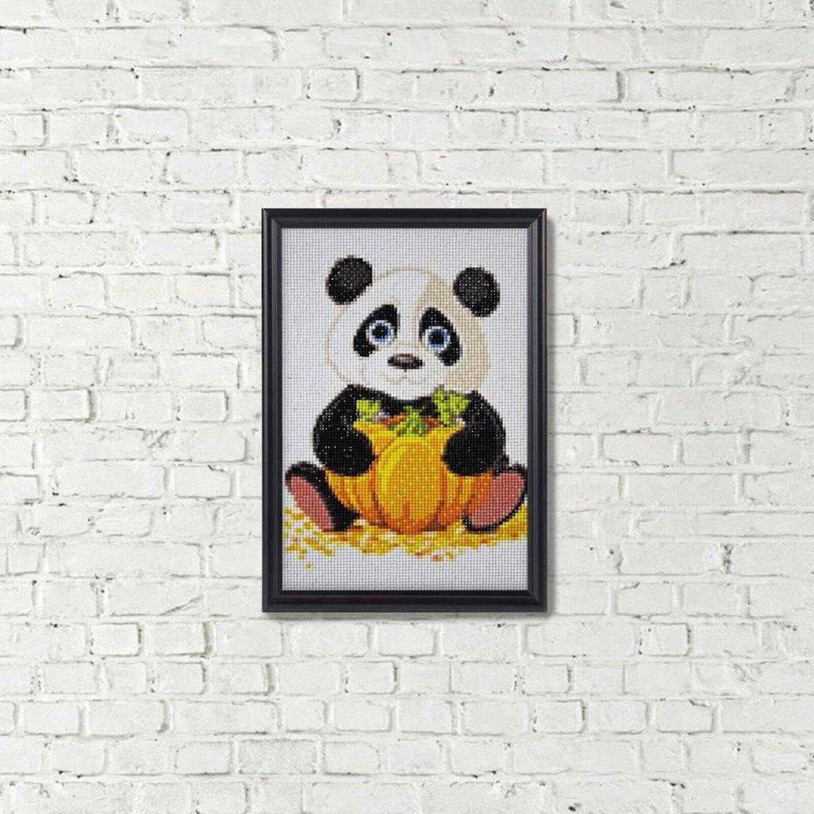 Wizardi Diamond Painting Kit Panda With Pumpkin