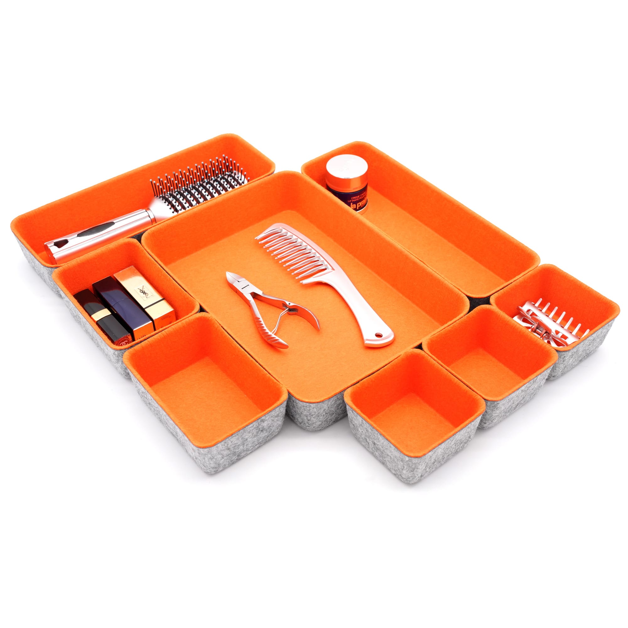 Welaxy Felt 8 Piece Drawer Organizer Tray Set - Orange