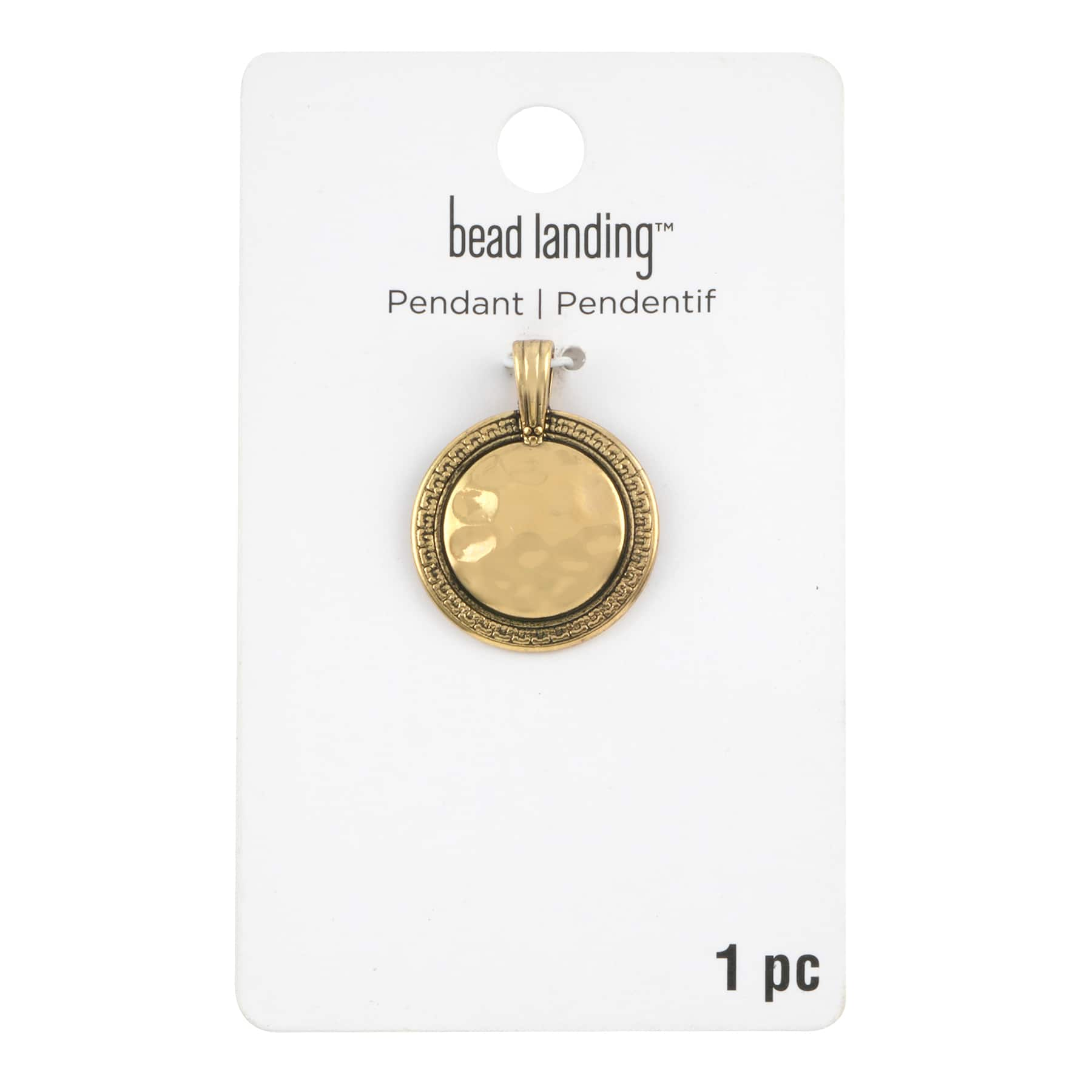 Gold Hammered Circle Plate Pendant by Bead Landing&#x2122; 