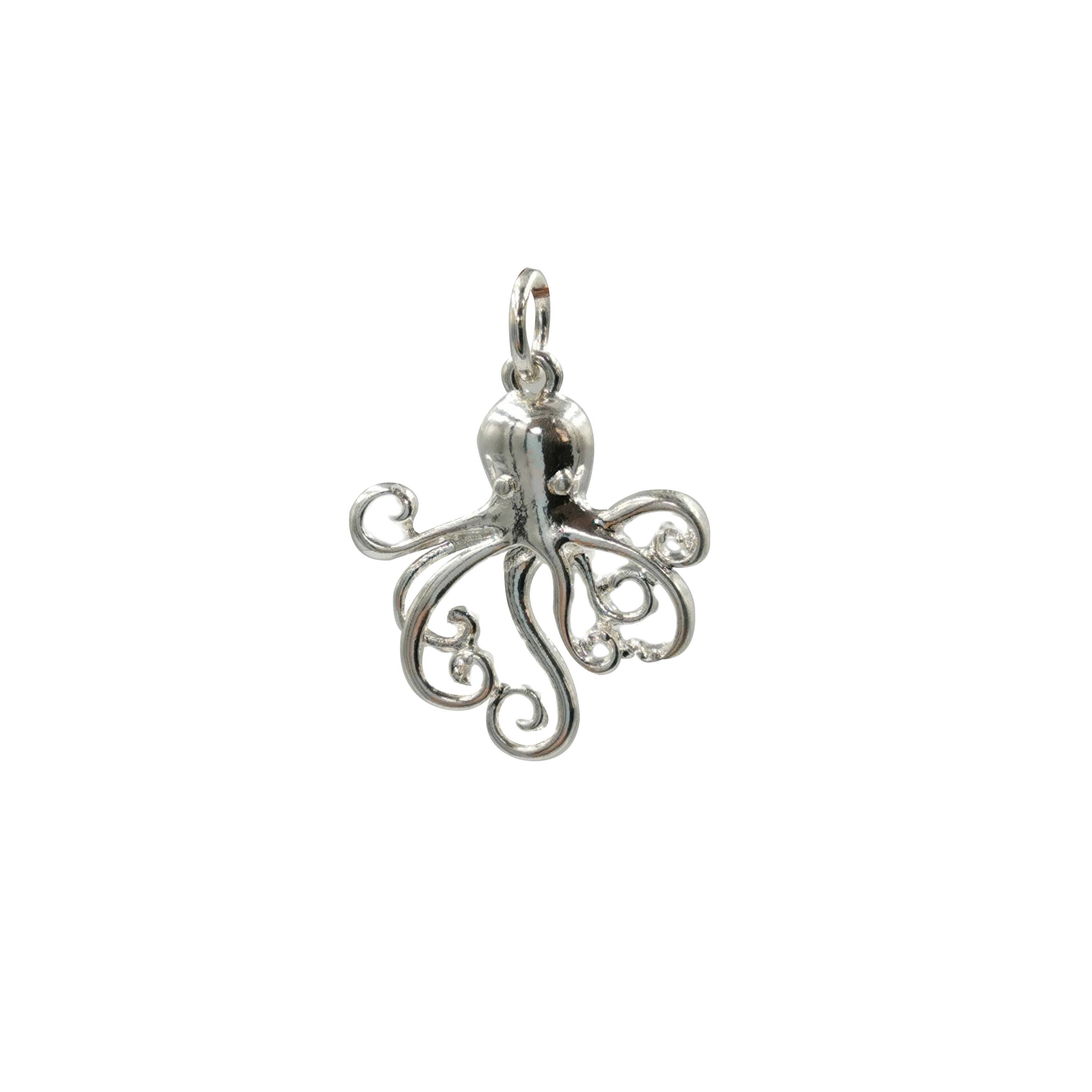 12 Pack: Charmalong™ Silver Plated Octopus Charm by Bead Landing™