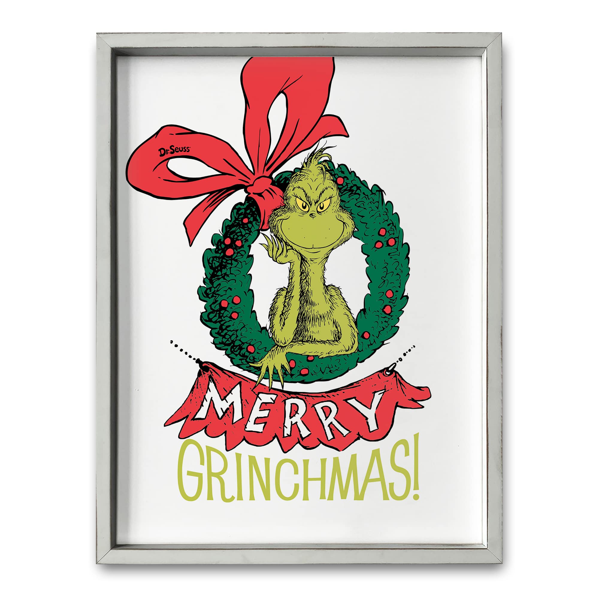 24" The Grinch Merry Grinchmas Wreath Framed Print