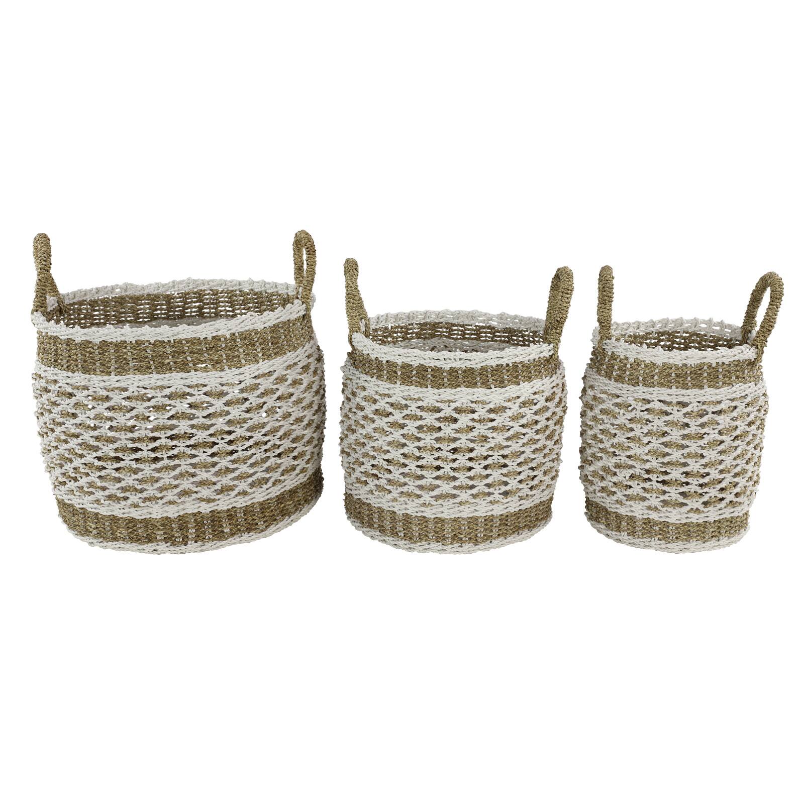 Brown Plastic Vintage Storage Basket Set