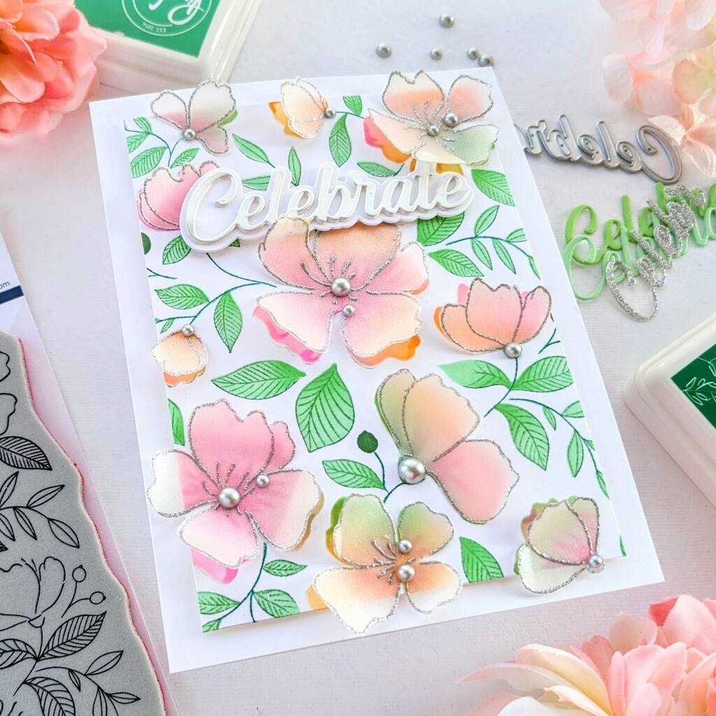 Pinkfresh Studio Delicate Floral Print Cling Rubber Background Stamp