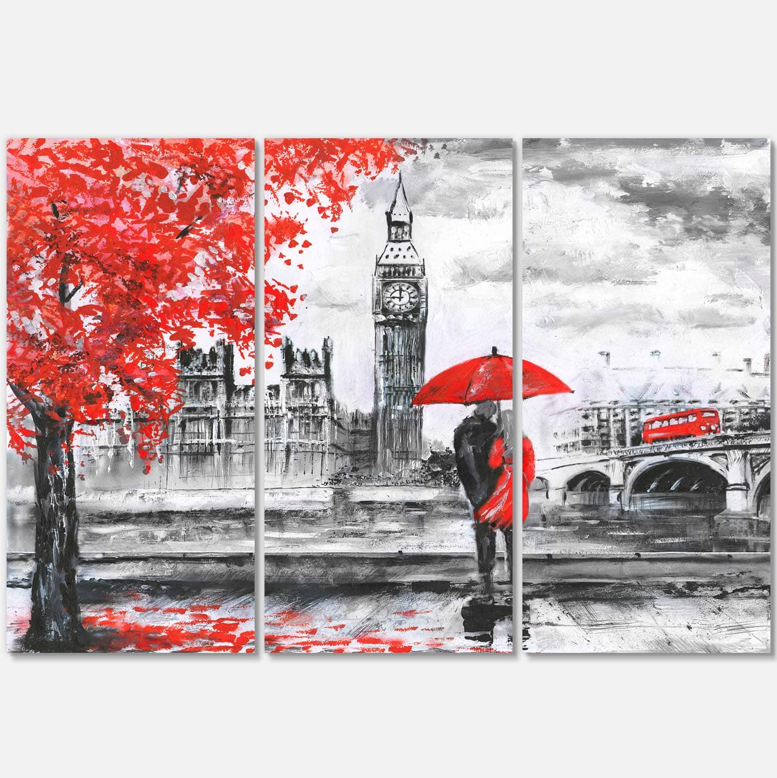 Designart - Couples Walking in Paris - Landscape Canvas Art Print