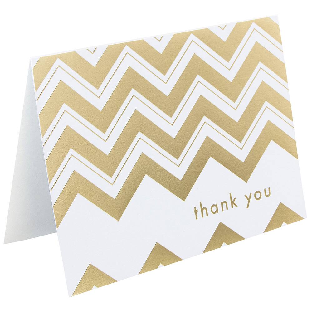 JAM Paper 3.5" x 4.875" Gold Chevron Stripe Thank You Cards & Envelopes, 10ct.