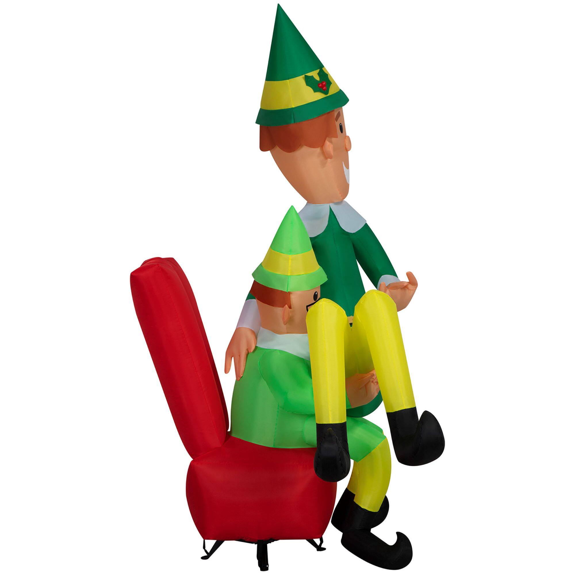 7ft. Airblown&#xAE; Inflatable Christmas Buddy the Elf on Papa Elf&#x27;s Lap