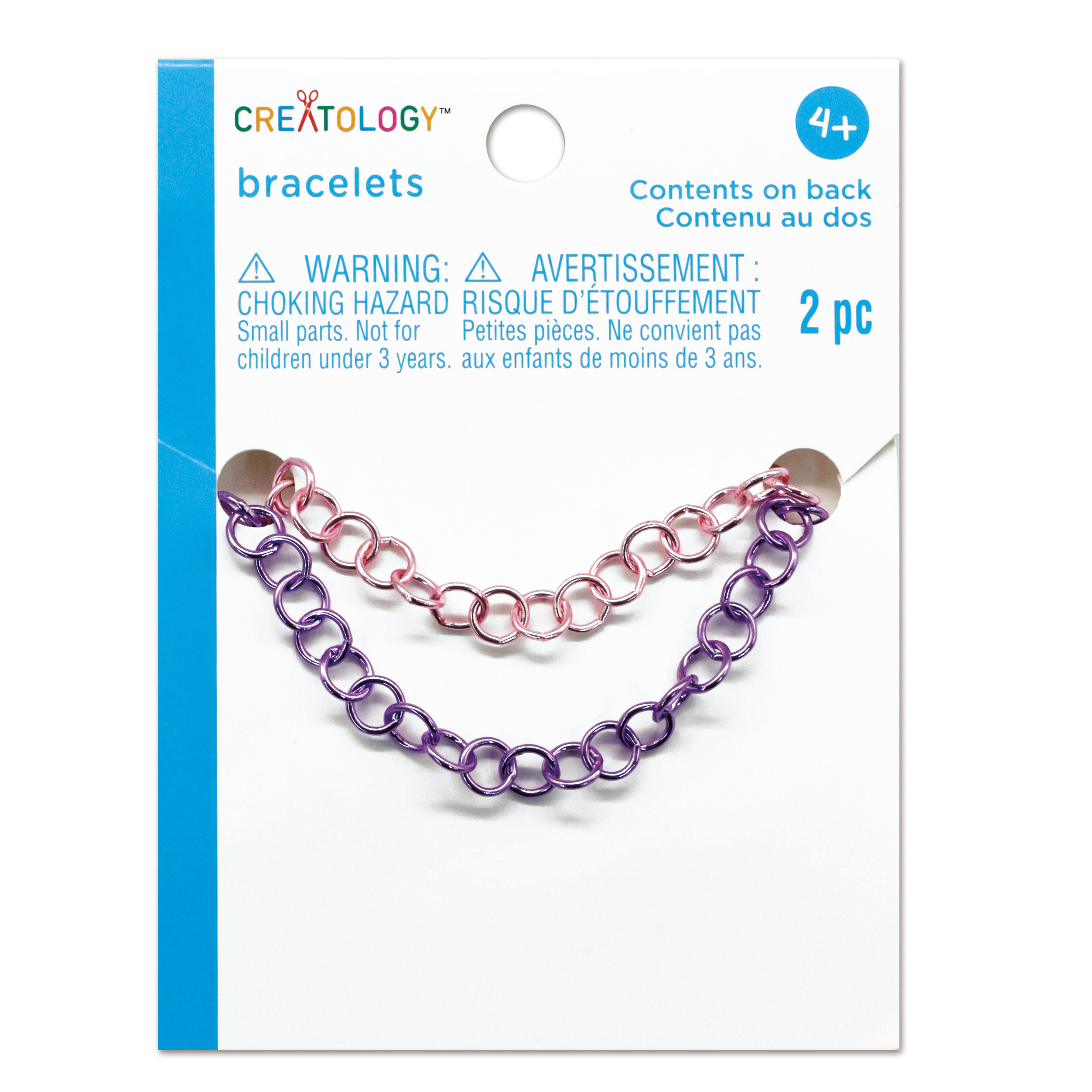 12 Packs: 2 ct. (24 total) Pink &#x26; Purple Chain Bracelets by Creatology&#x2122;