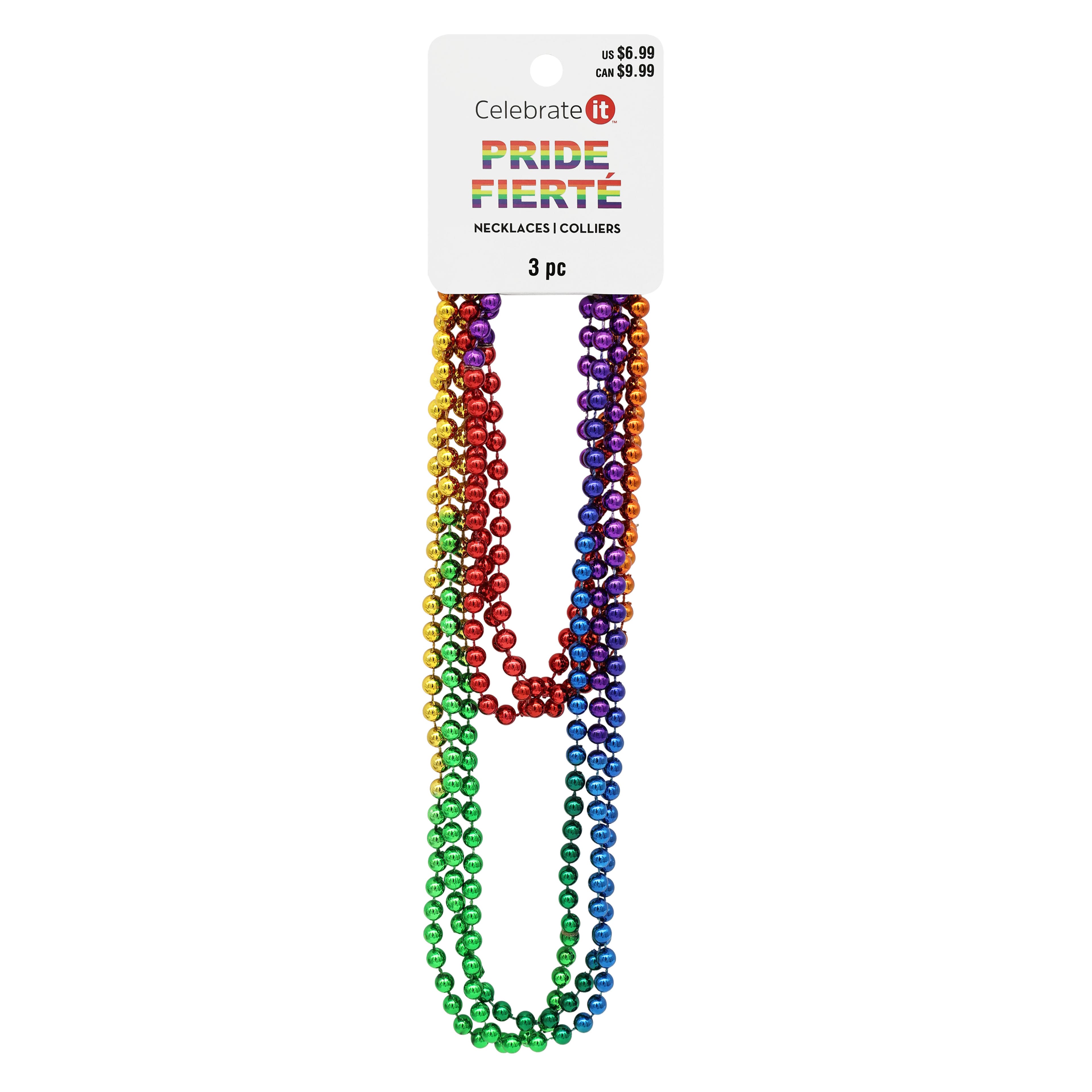 Pride Rainbow Bead Necklaces, 3ct. by Celebrate It&#x2122;