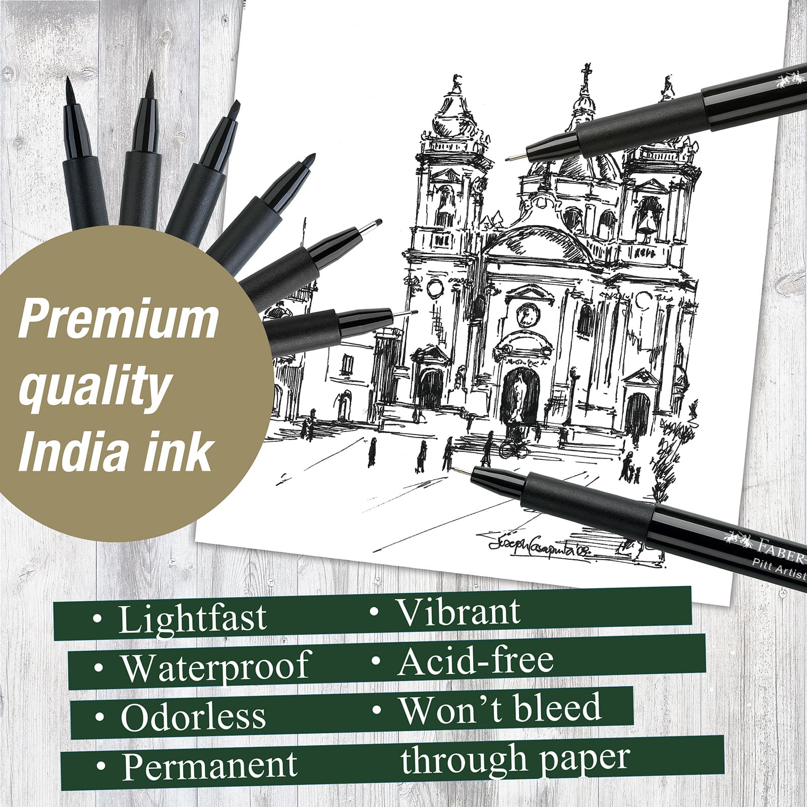 6 Pack: Faber-Castell® PITT® Black Artist Pen Set