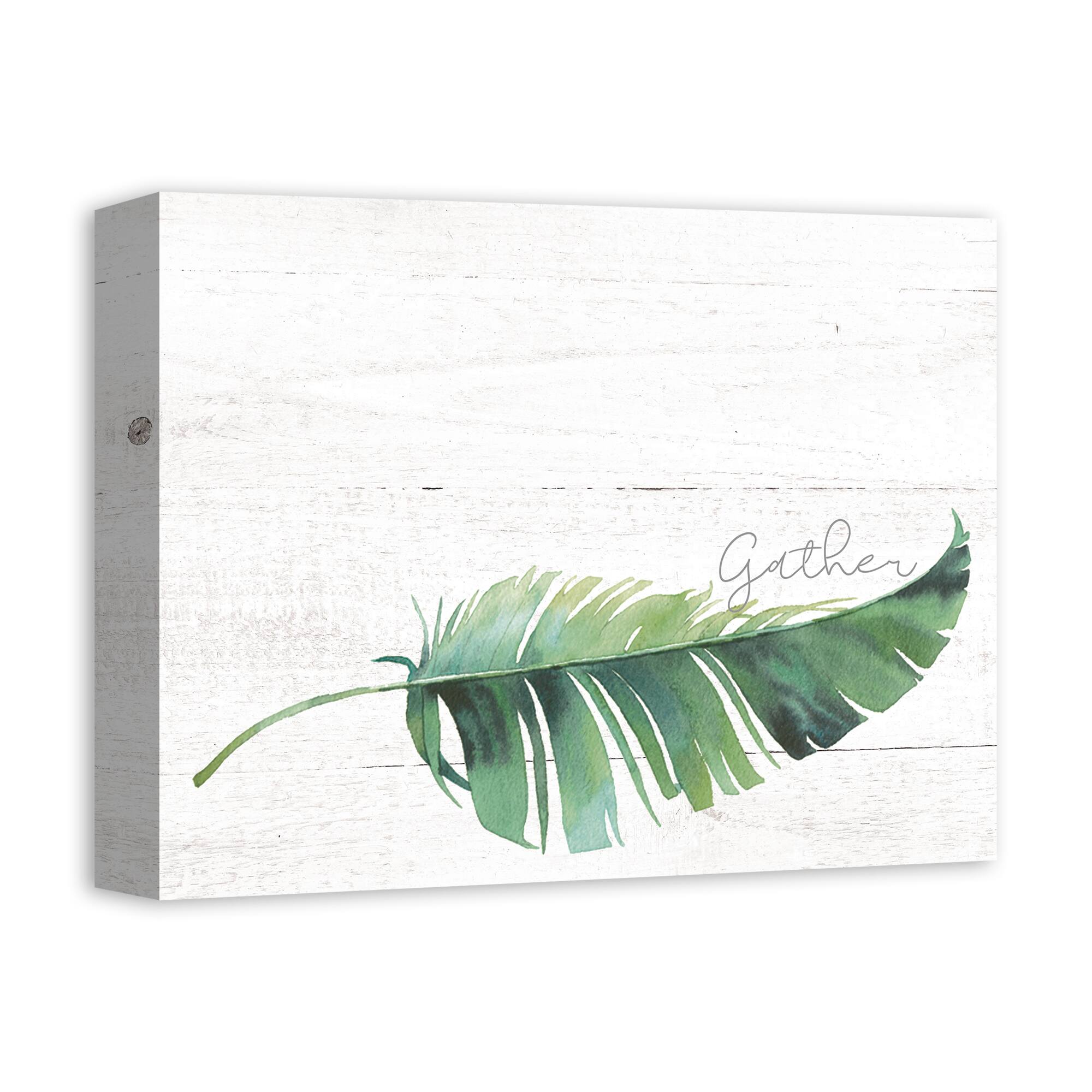 Green Gather Leaf 11" x 14" Canvas Wall Art