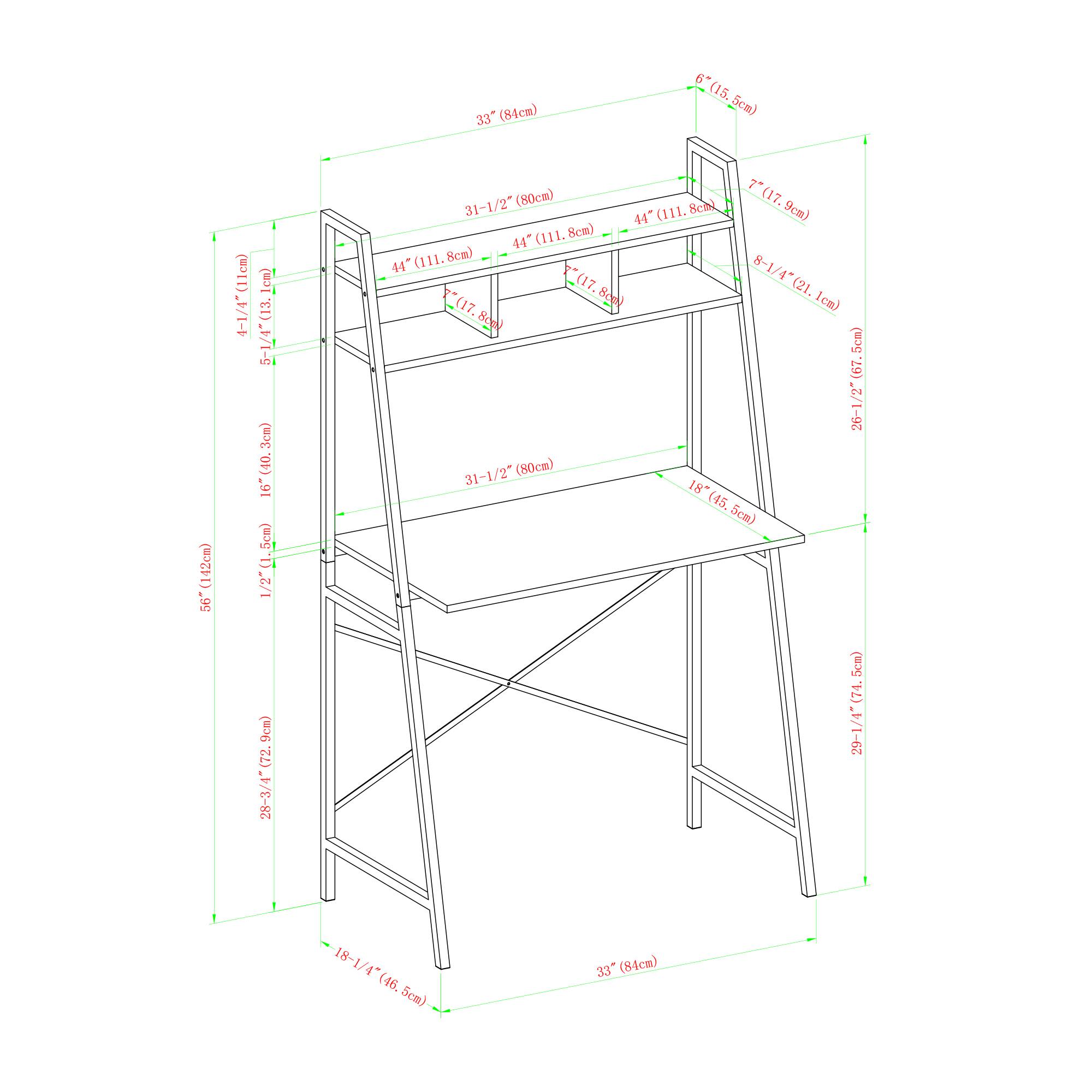 Walker Edison 56" Dark Walnut Industrial Ladder Desk with Storage