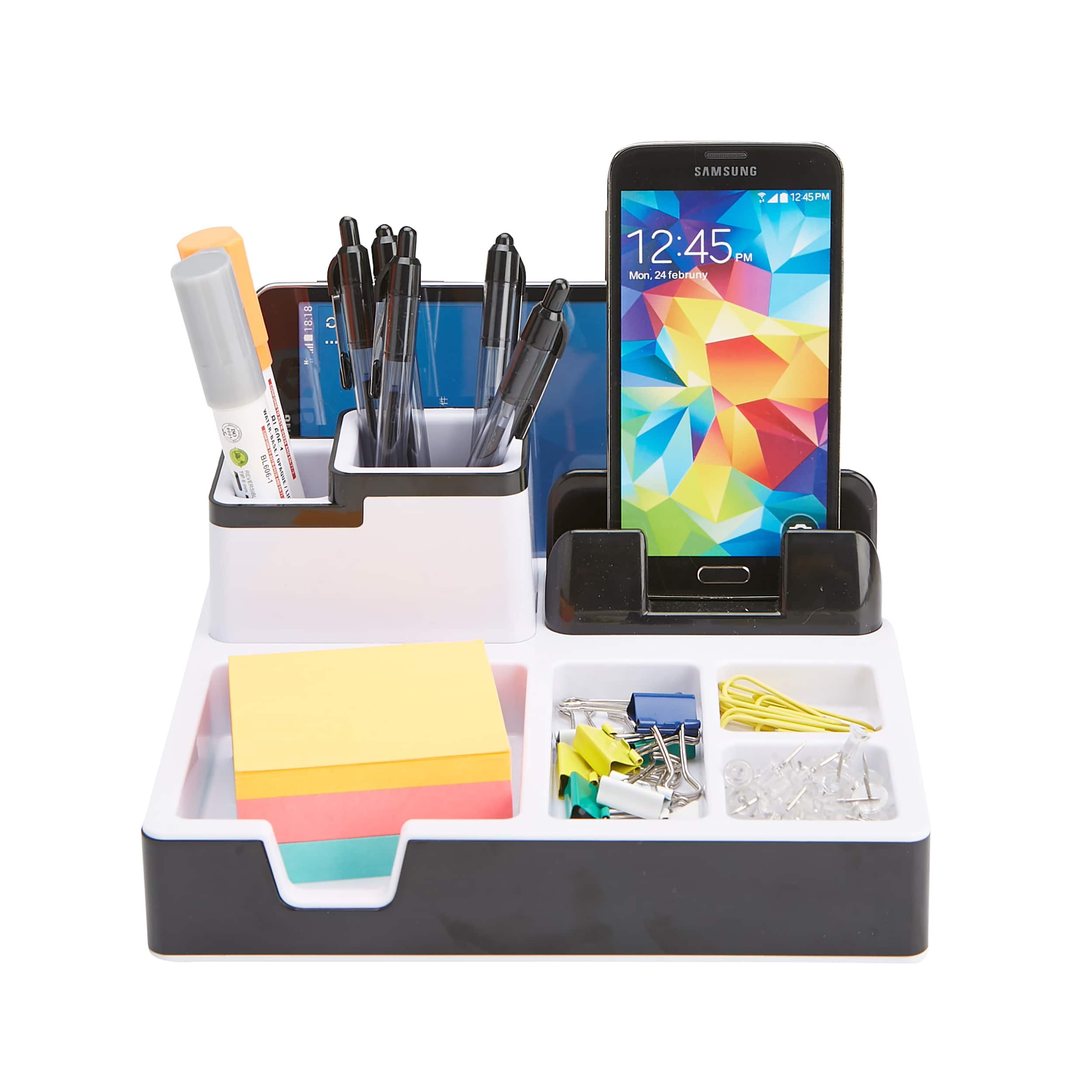 Mind Reader Black USB Port Charging Desk Organizer