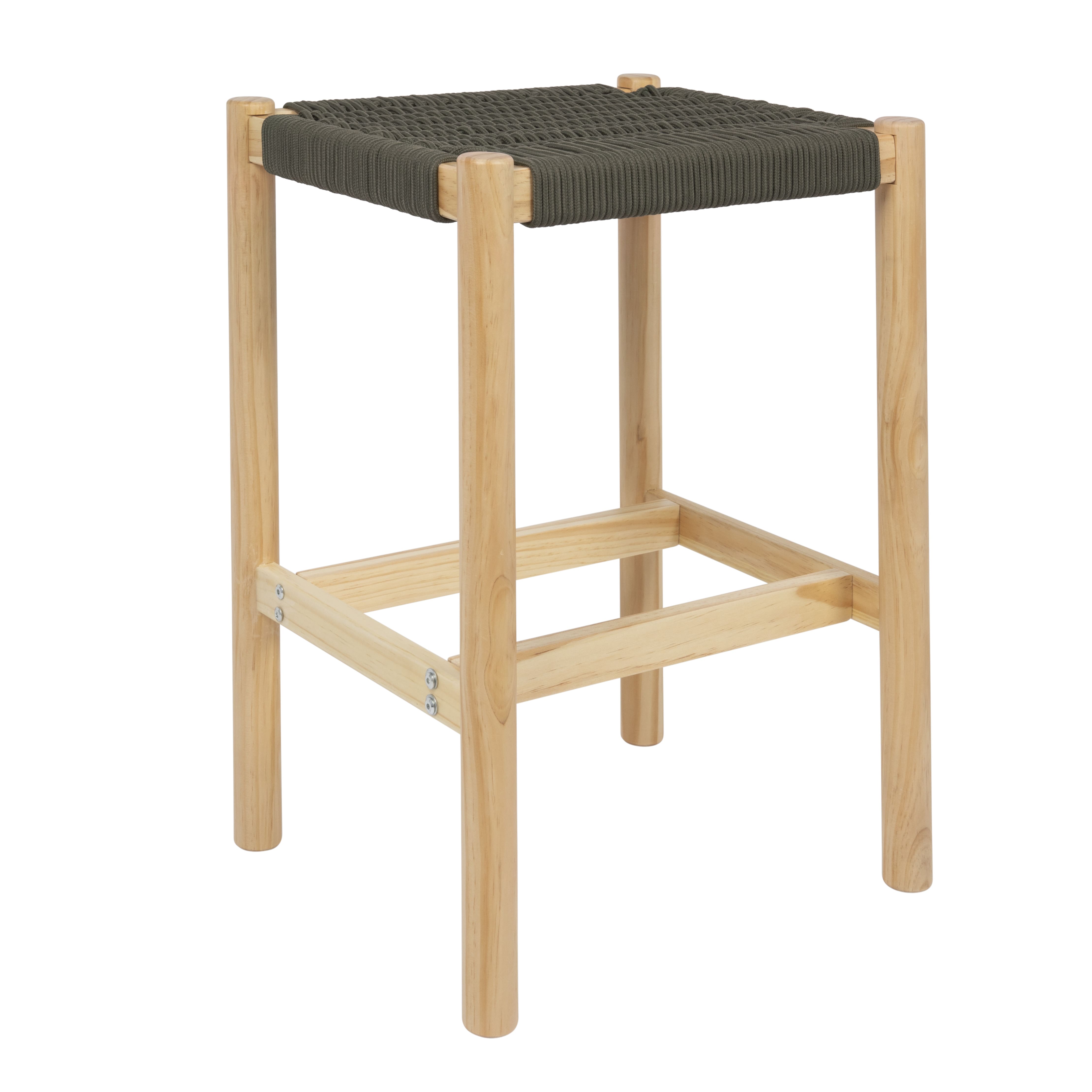 Hello Honey® Fernway 25" Solid Wood and Woven Rope Counter Height Stool