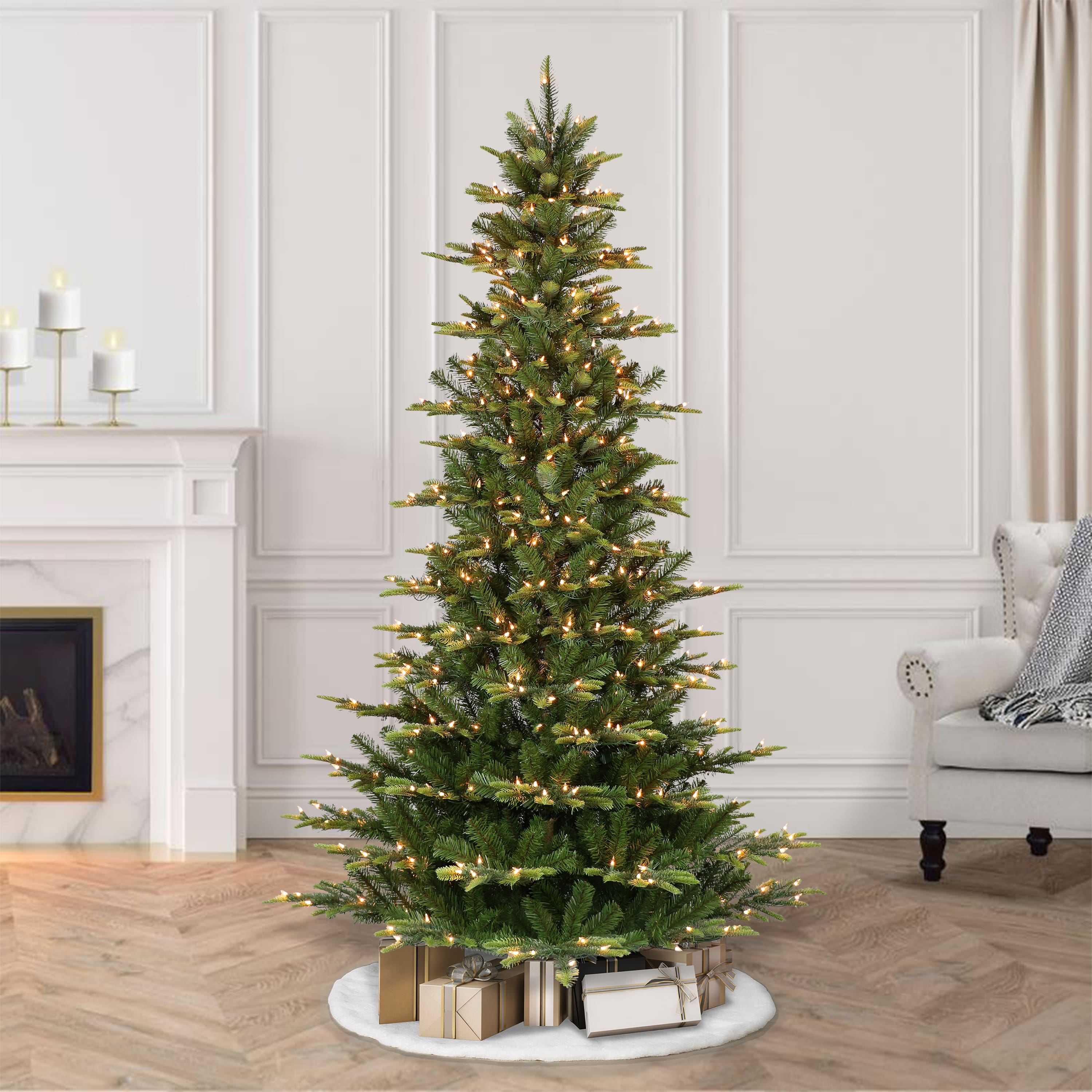 7.5ft. Pre-Lit Slim Aspen Fir Artificial Christmas Tree, Clear Lights