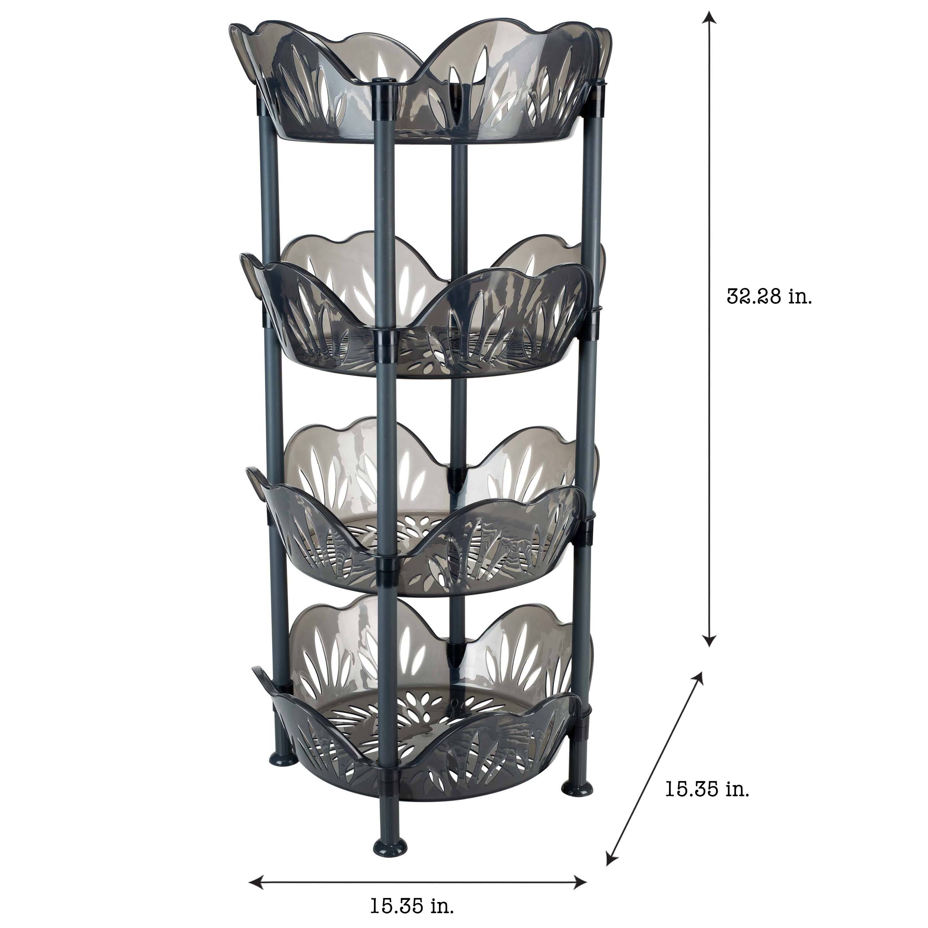 Kitchen Details Smoke Gray 4-Tier Large Basket Shelf