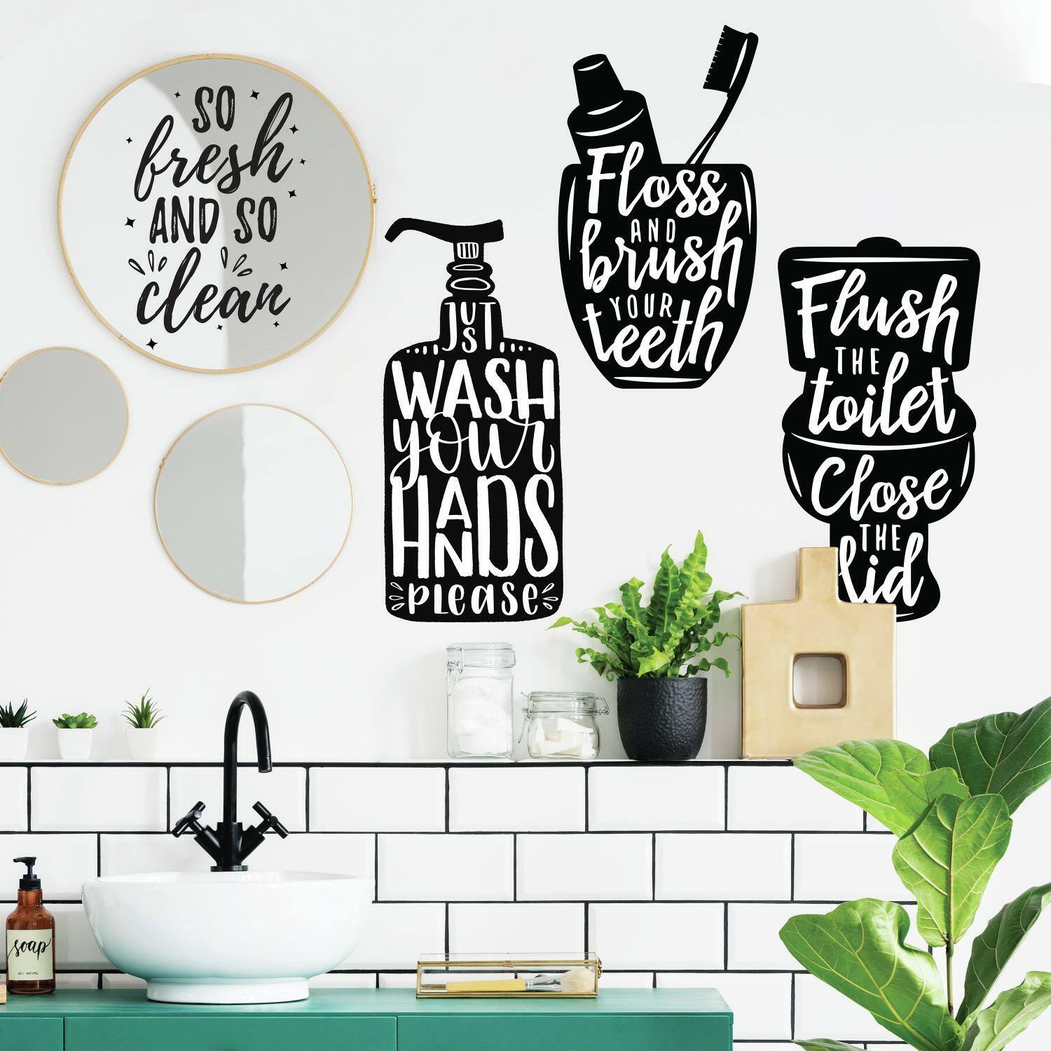 RoomMates Wash Your Hands Soap Quotes Peel & Stick Decals