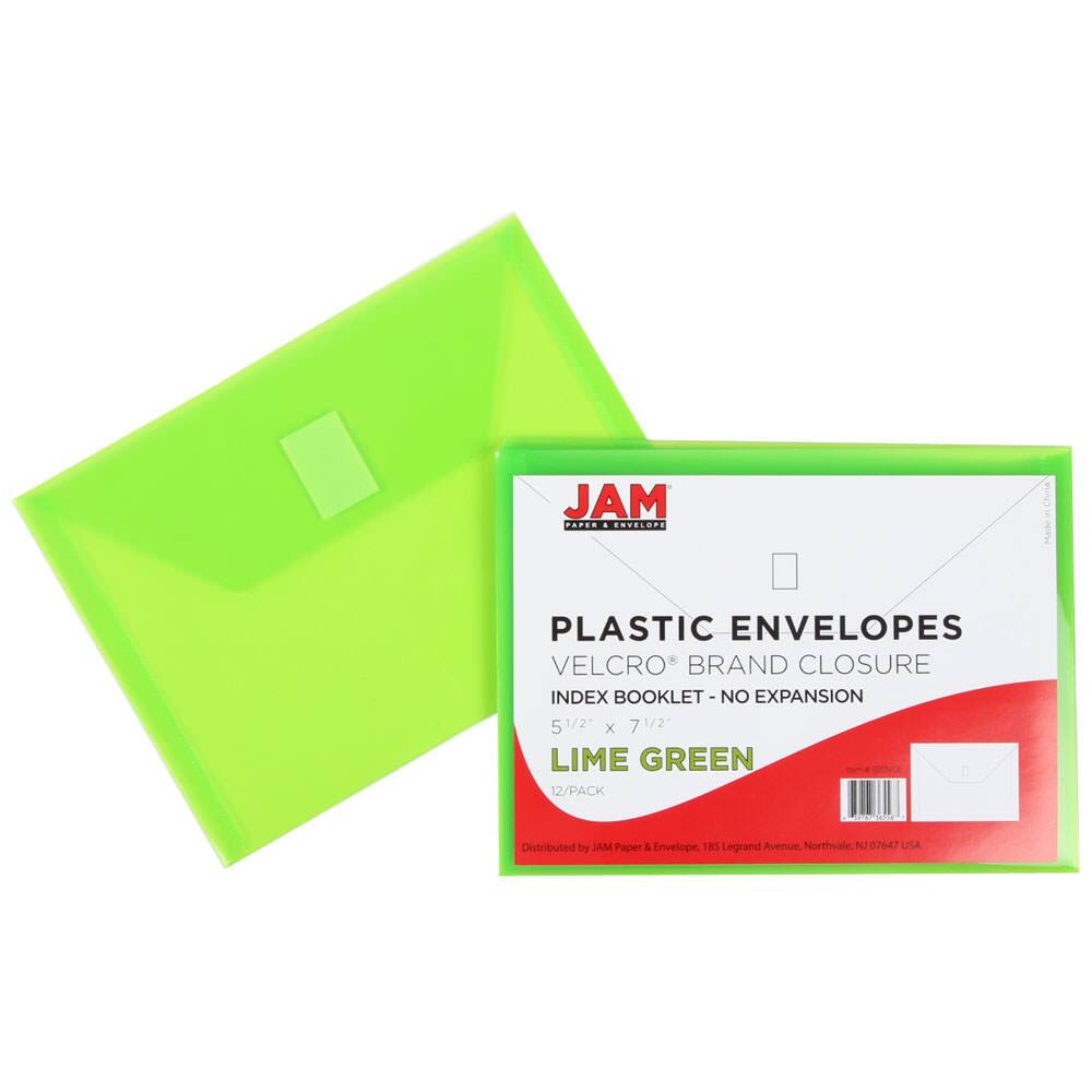 JAM Paper 5.5&#x22; x 7.5&#x22; Plastic Hook &#x26; Loop Closure Envelopes, 12ct.