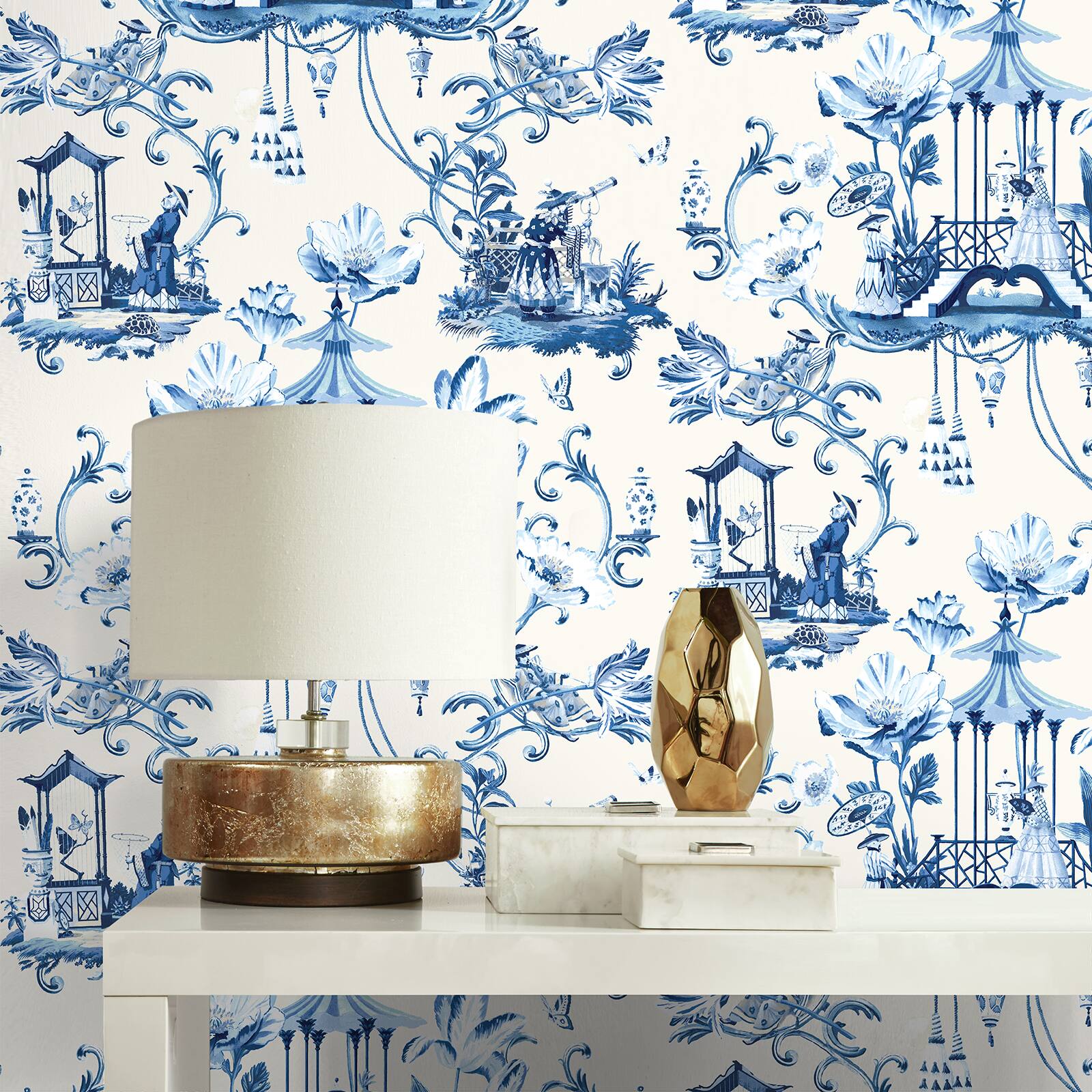Harrison Howard East of the Moon Delft Peel &#x26; Stick Wallpaper