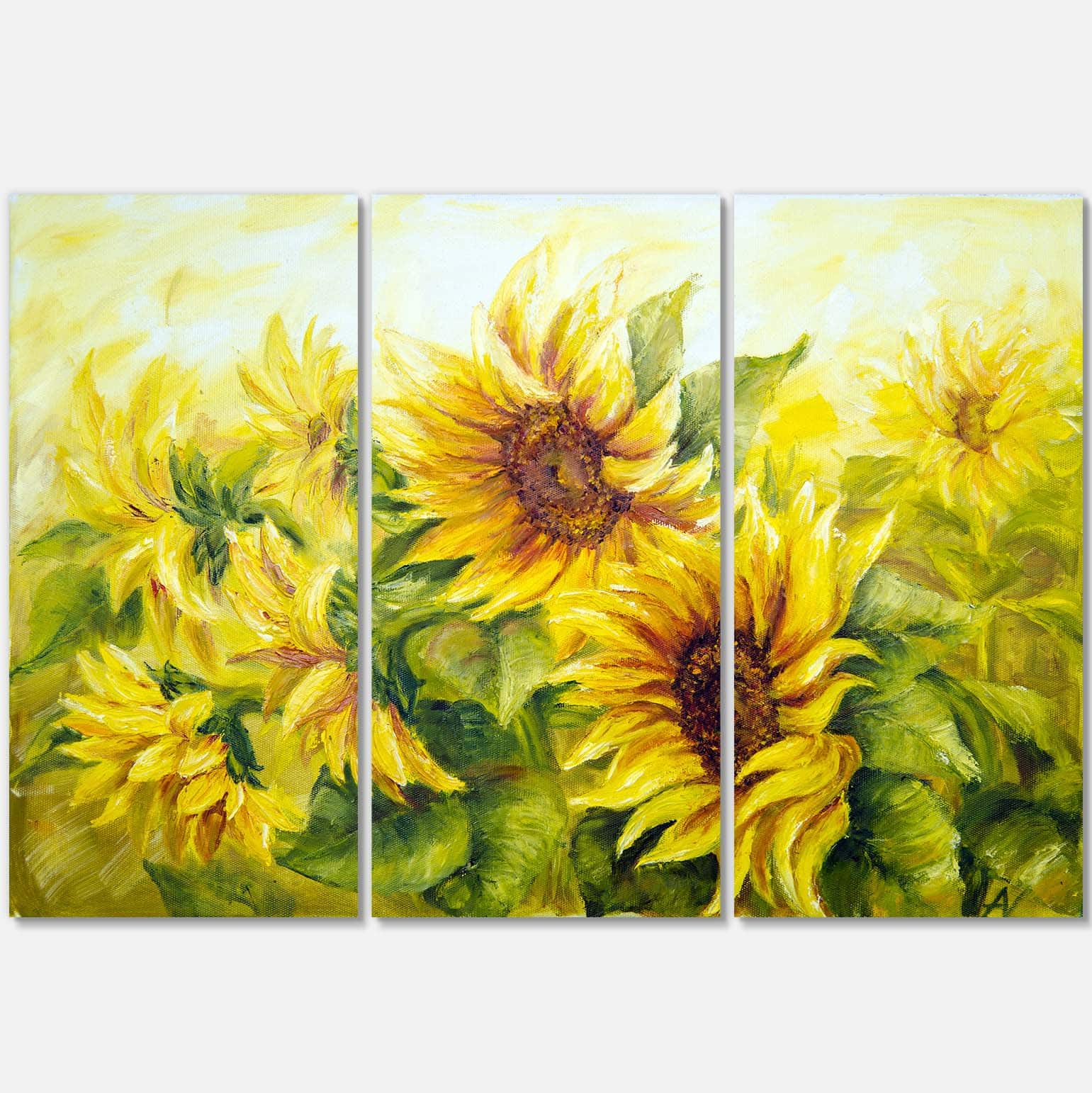 Designart - Bright Yellow Sunny Sunflowers - Floral Painting Canvas