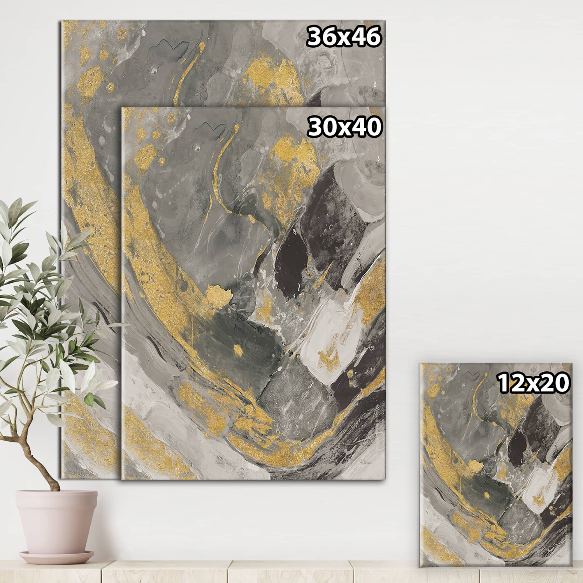 Designart - Marble Gold and Black II - Modern & Contemporary Canvas Art